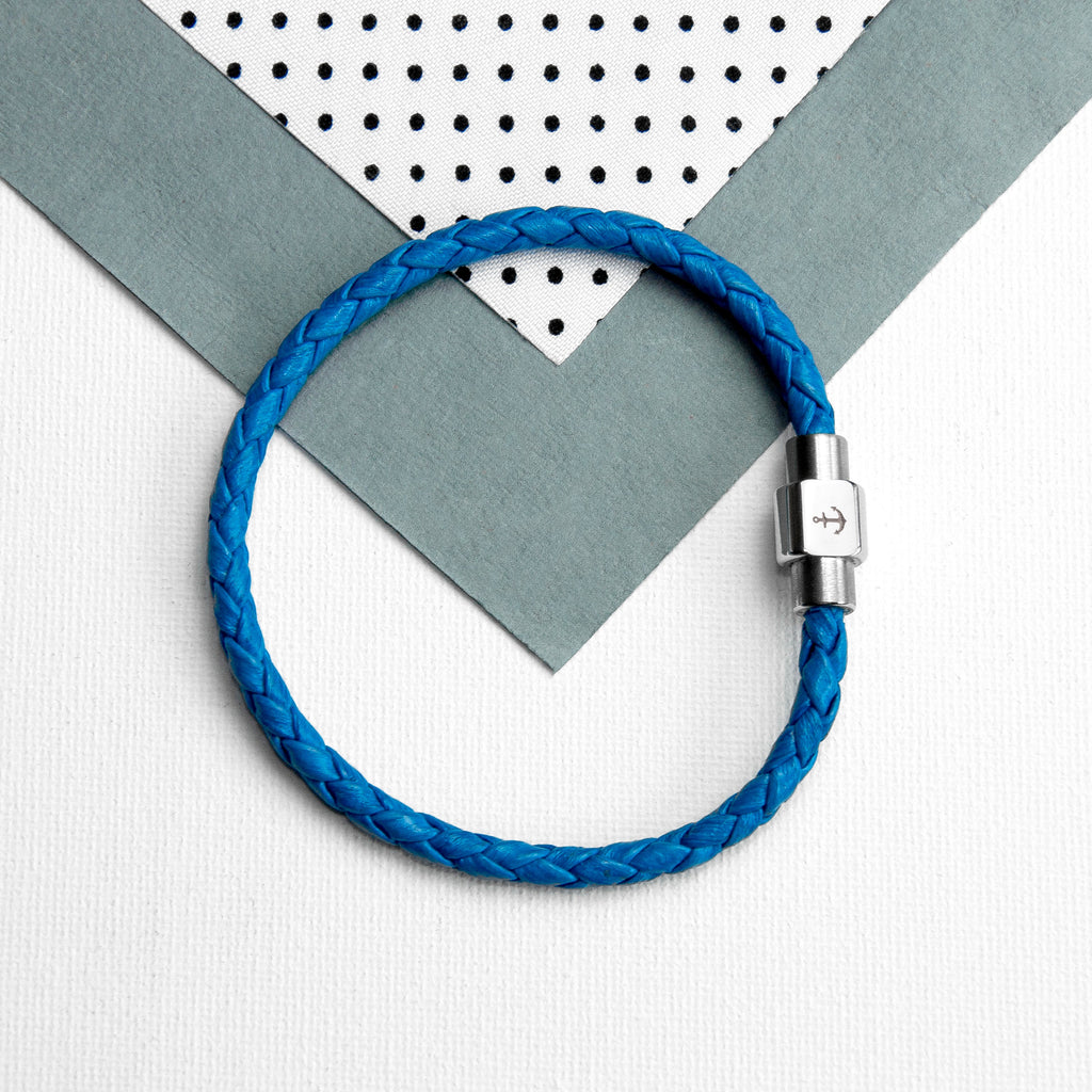 Personalised Men's Anchor Woven Leather Bracelet