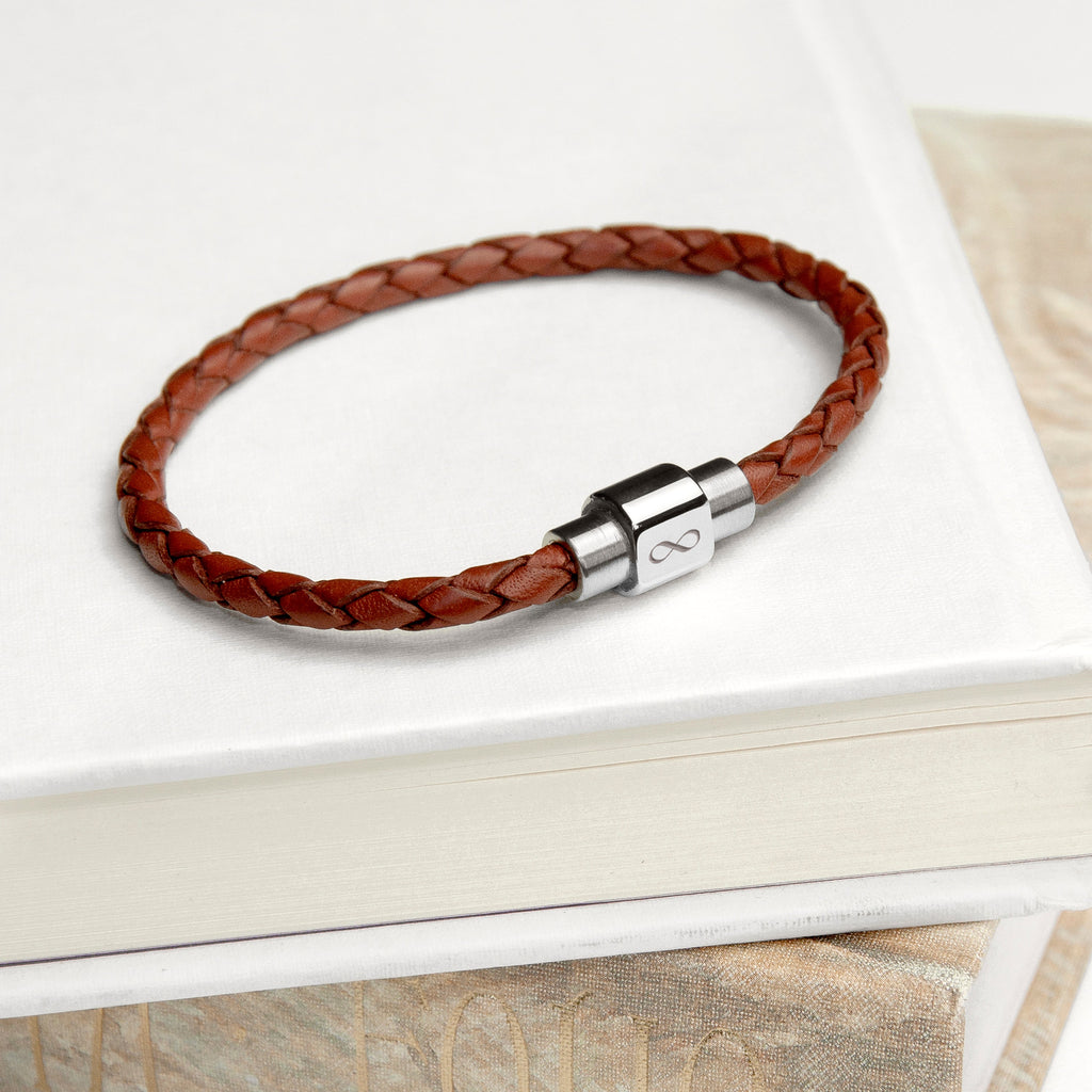 Personalised Men's Infinity Woven Leather Bracelet