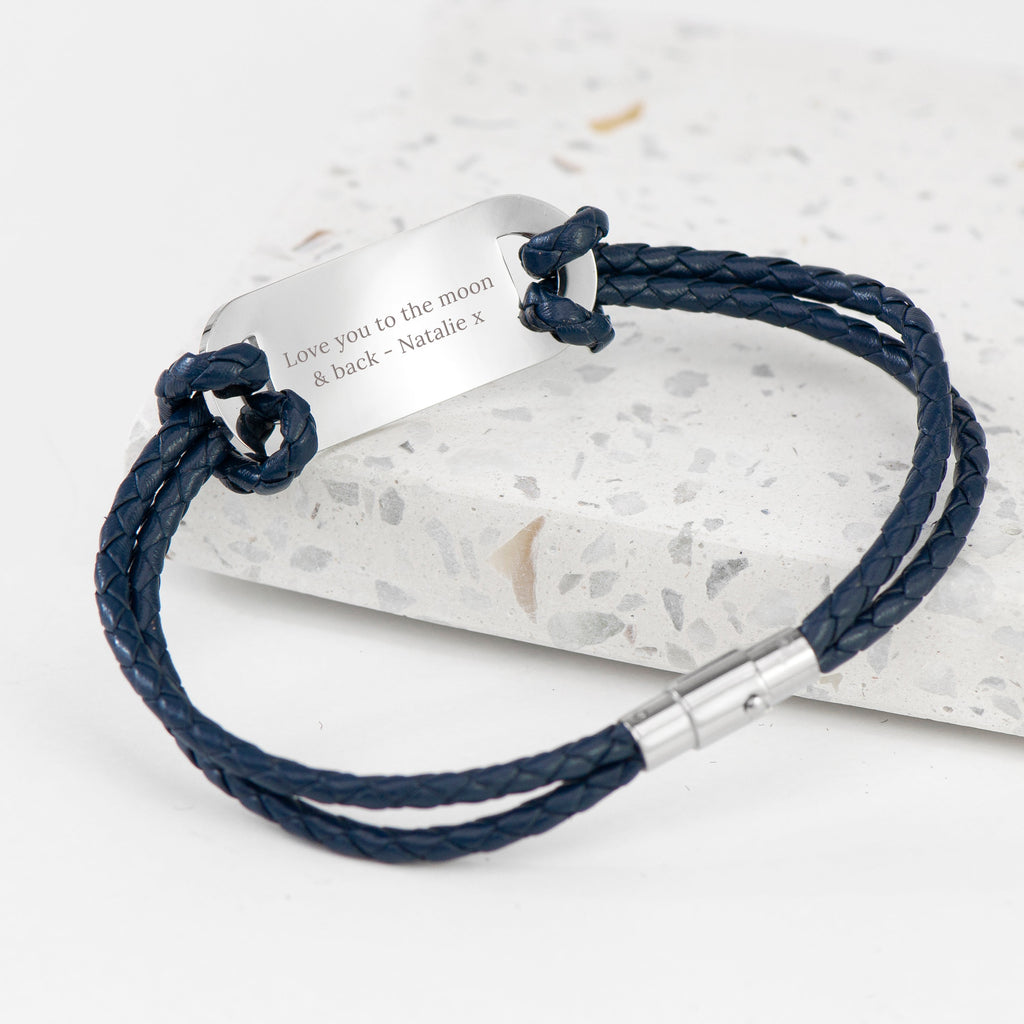 Personalised Men's Anchor Leather Bracelet