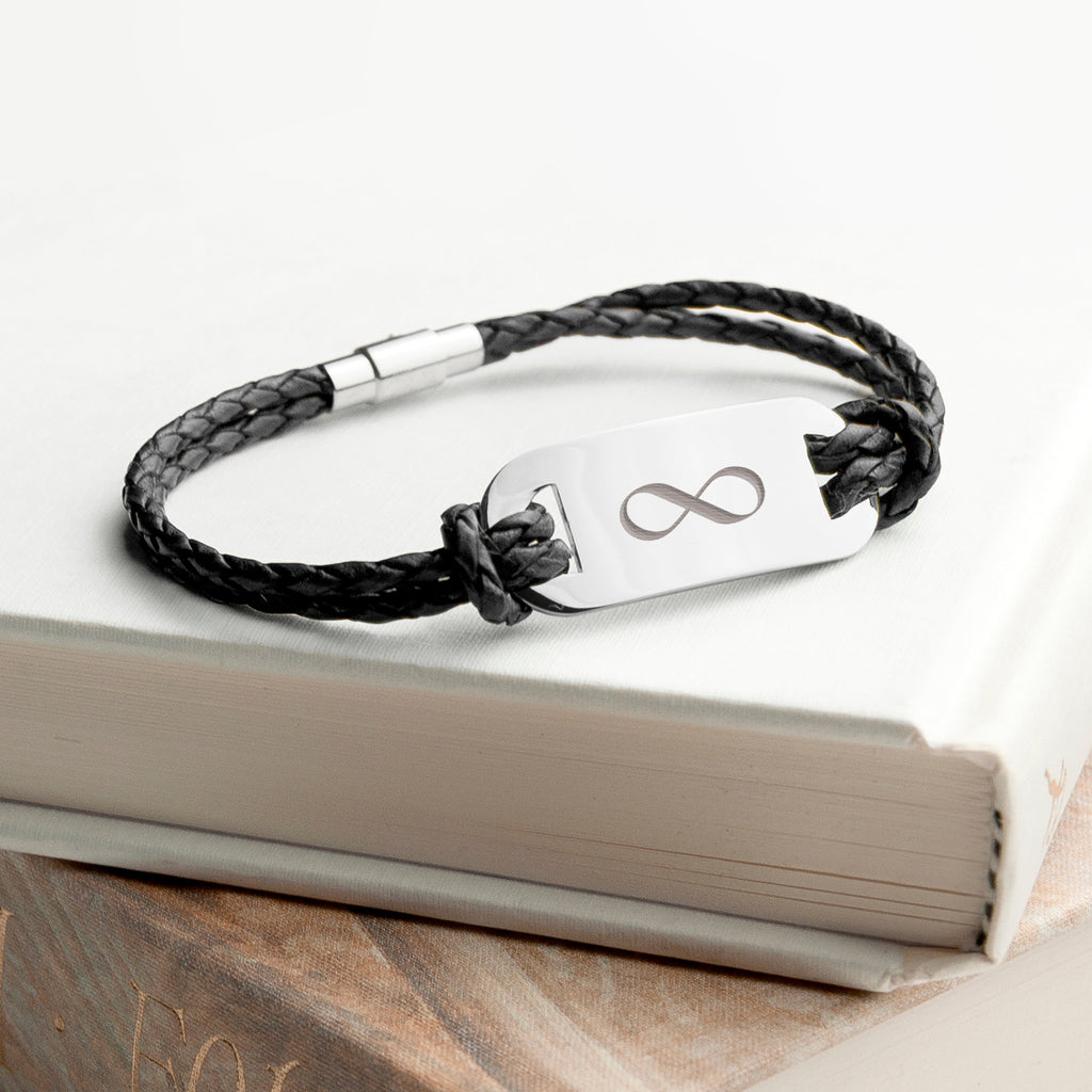 Personalised Men's Infinity Statement Leather Bracelet
