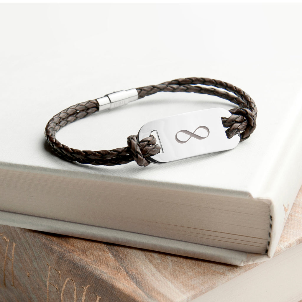 Personalised Men's Infinity Statement Leather Bracelet