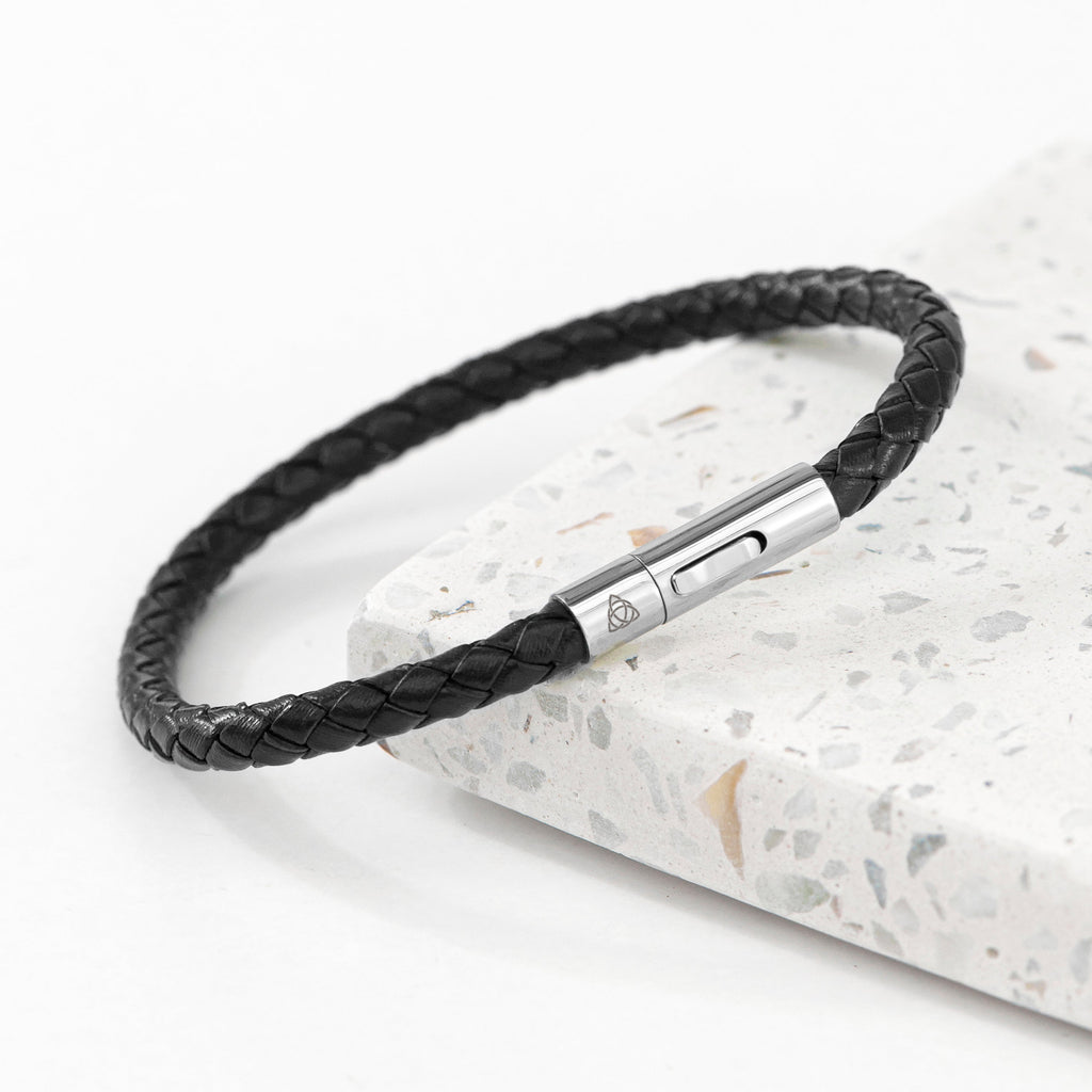 Personalised Men's Celtic Trinity Leather Bracelet
