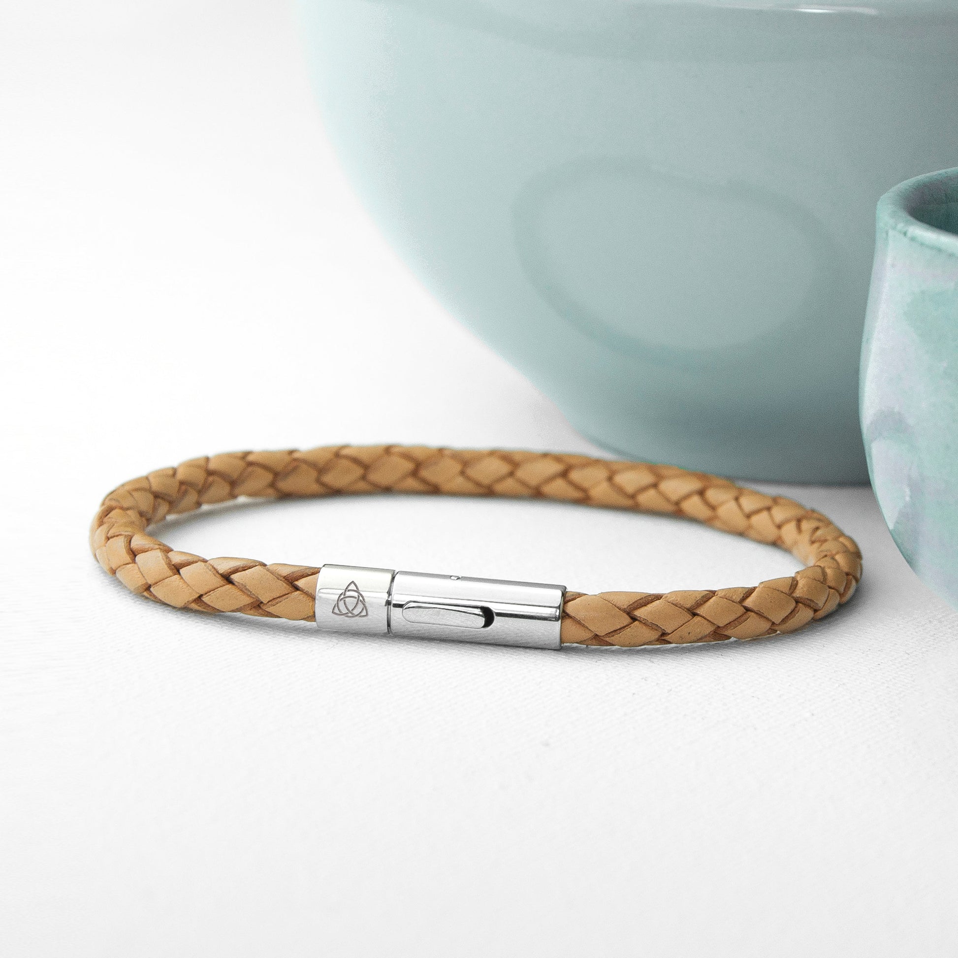 Personalised Men's Celtic Trinity Leather Bracelet