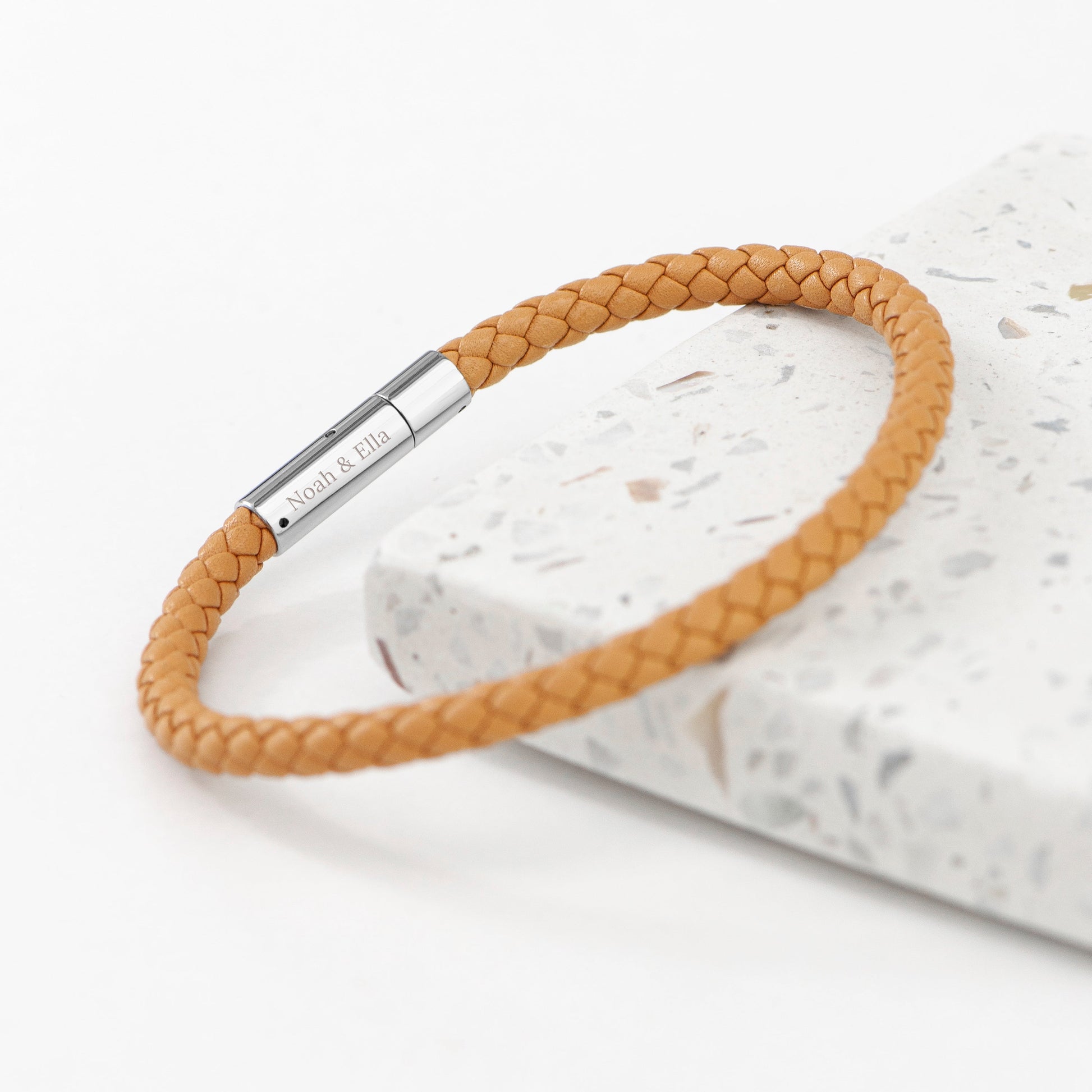 Personalised Men's Travel Compass Leather Bracelet