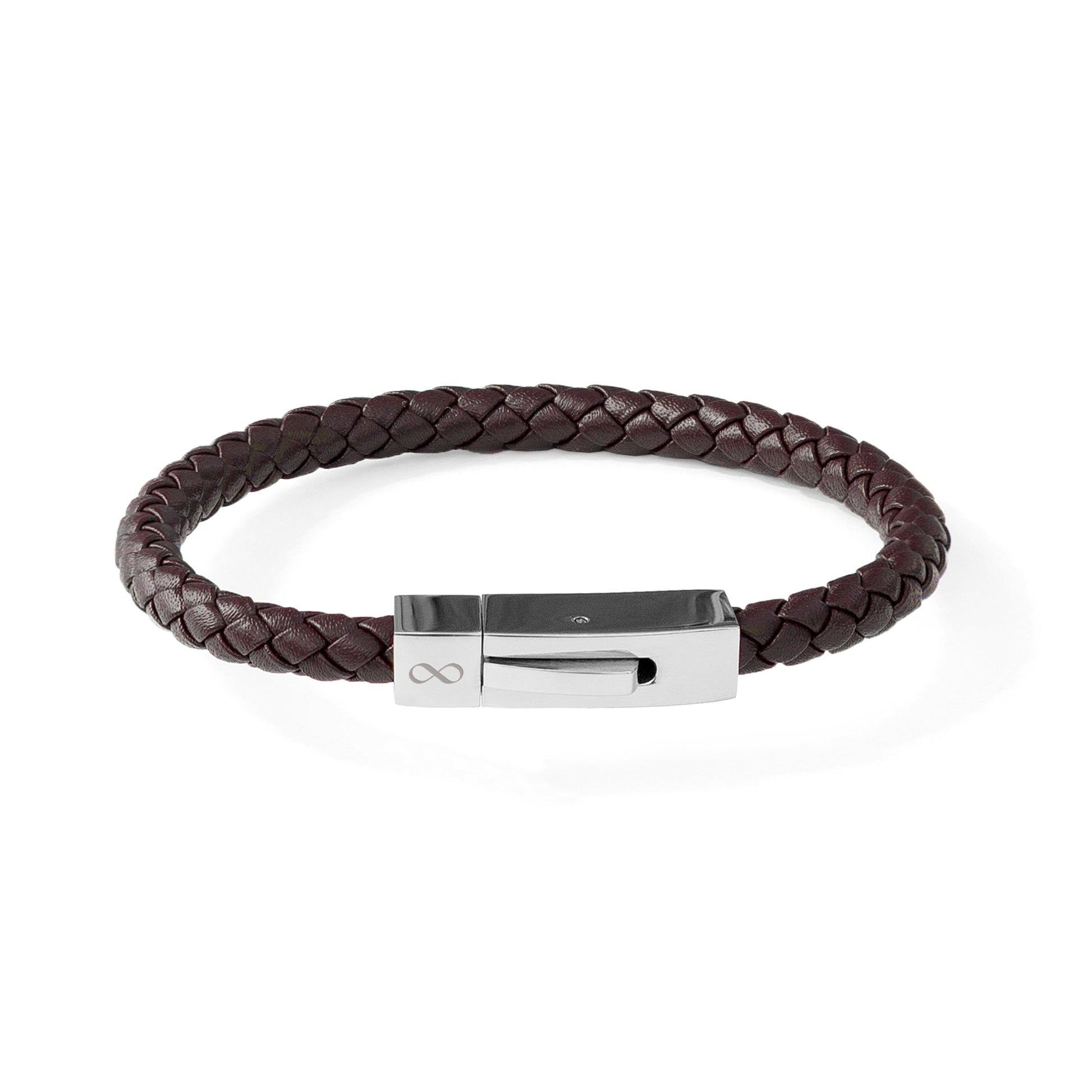 Personalised Men's Leather Infinity Bracelet with Tube Clasp