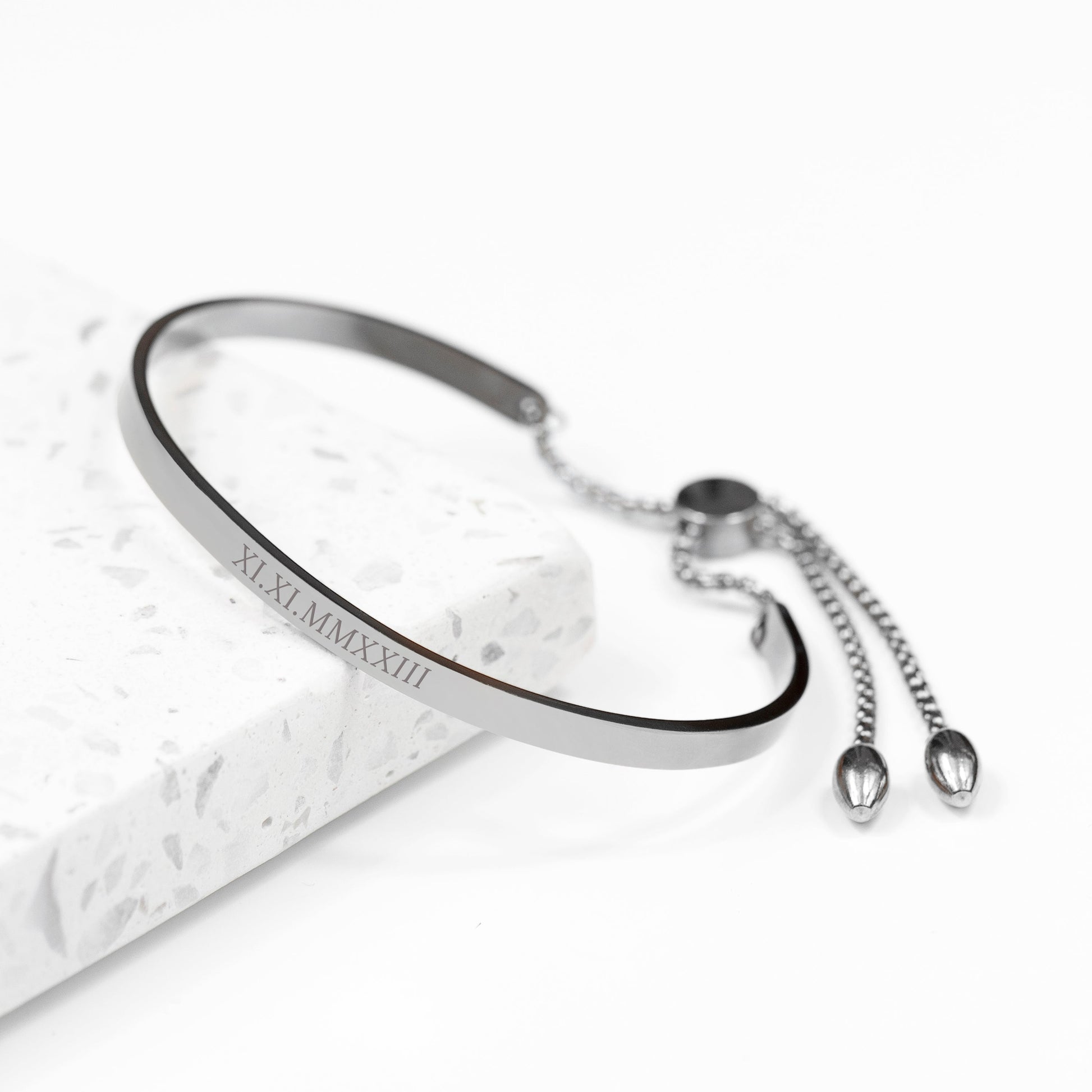 Personalised Silver Affirmation Bangle Bracelet