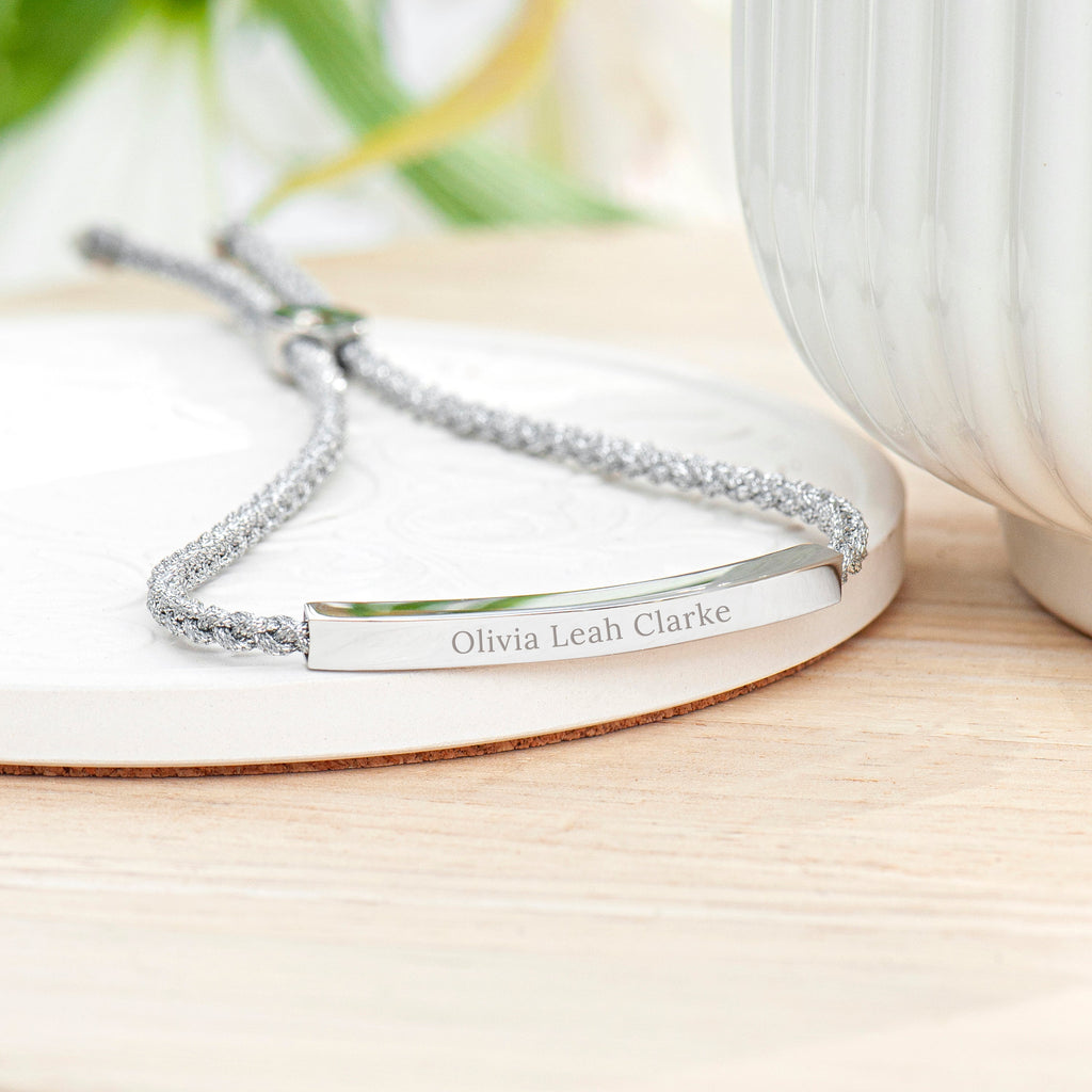 Personalised Silver Rope Bracelet with Custom Engraving