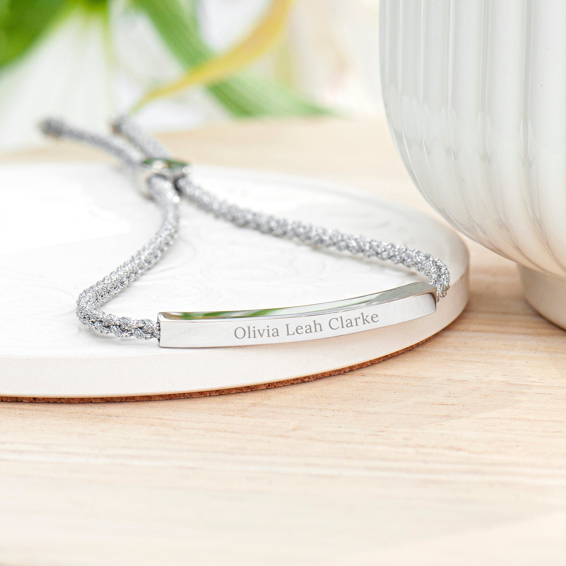 Personalised Silver Rope Bracelet with Custom Engraving