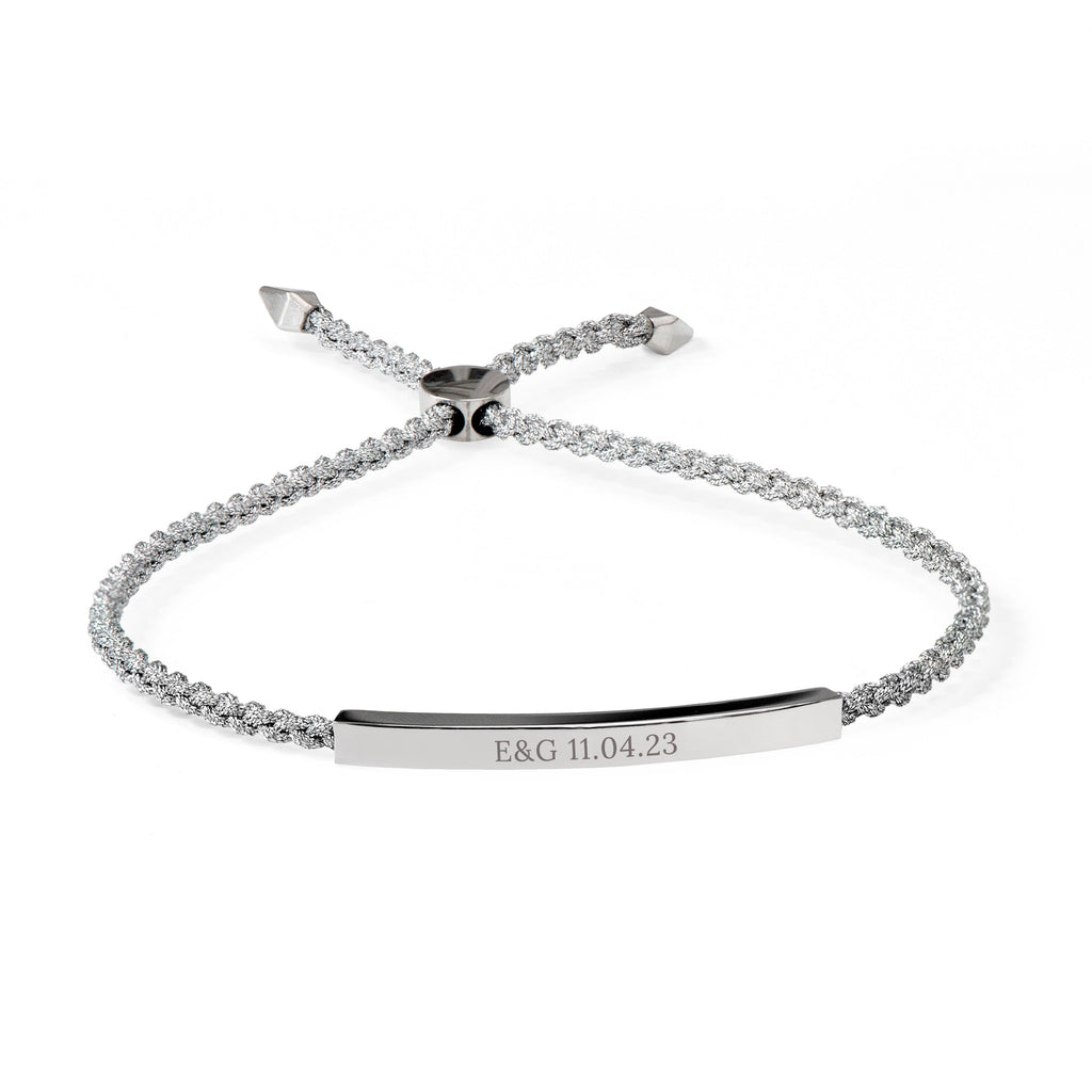 Personalised Silver Rope Bracelet with Custom Engraving