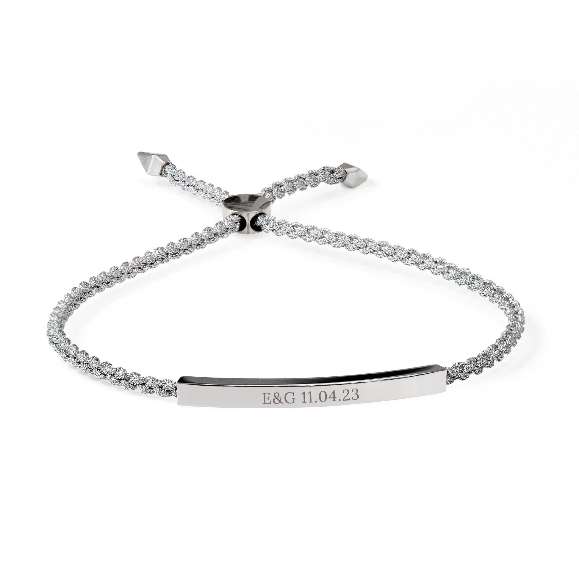 Personalised Silver Rope Bracelet with Custom Engraving