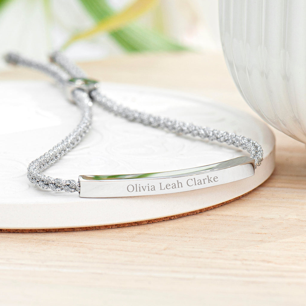 Personalised Silver Rope Bracelet with Custom Engraving