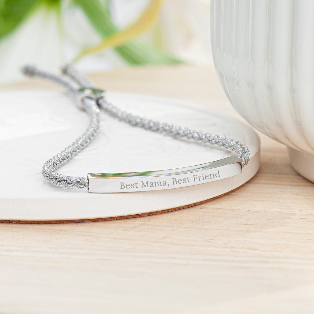 Personalised Silver Rope Bracelet with Custom Engraving