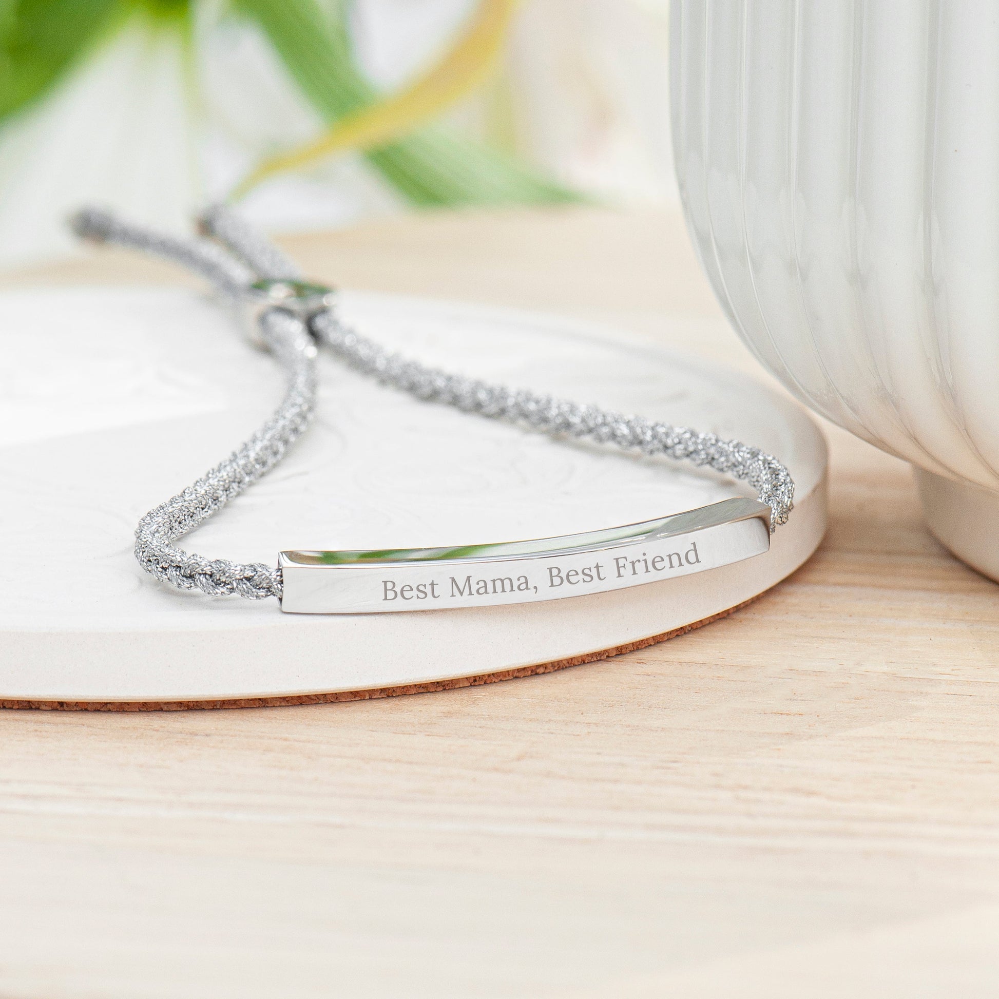 Personalised Silver Rope Bracelet with Custom Engraving