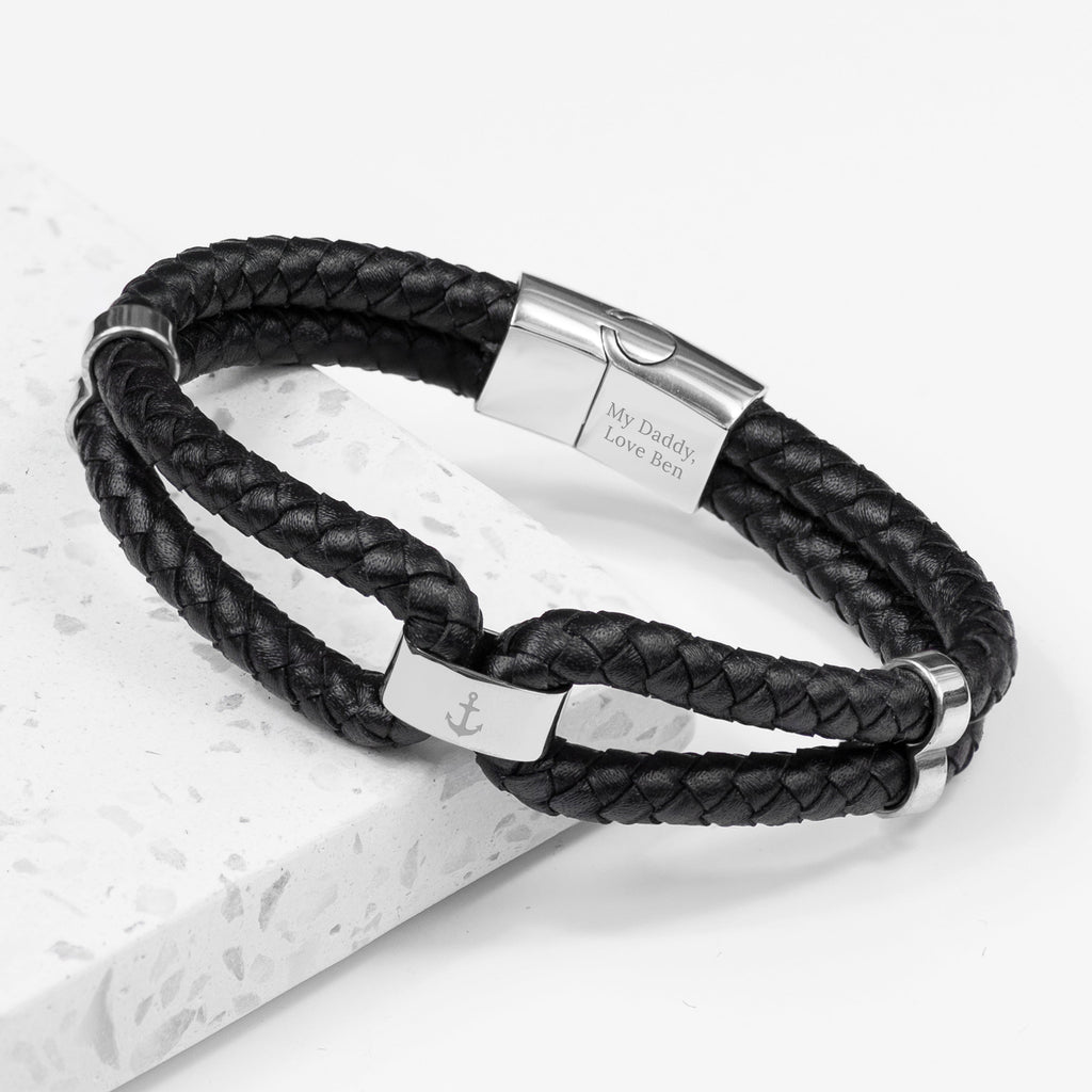 Personalised Men's Dual Leather Bracelet