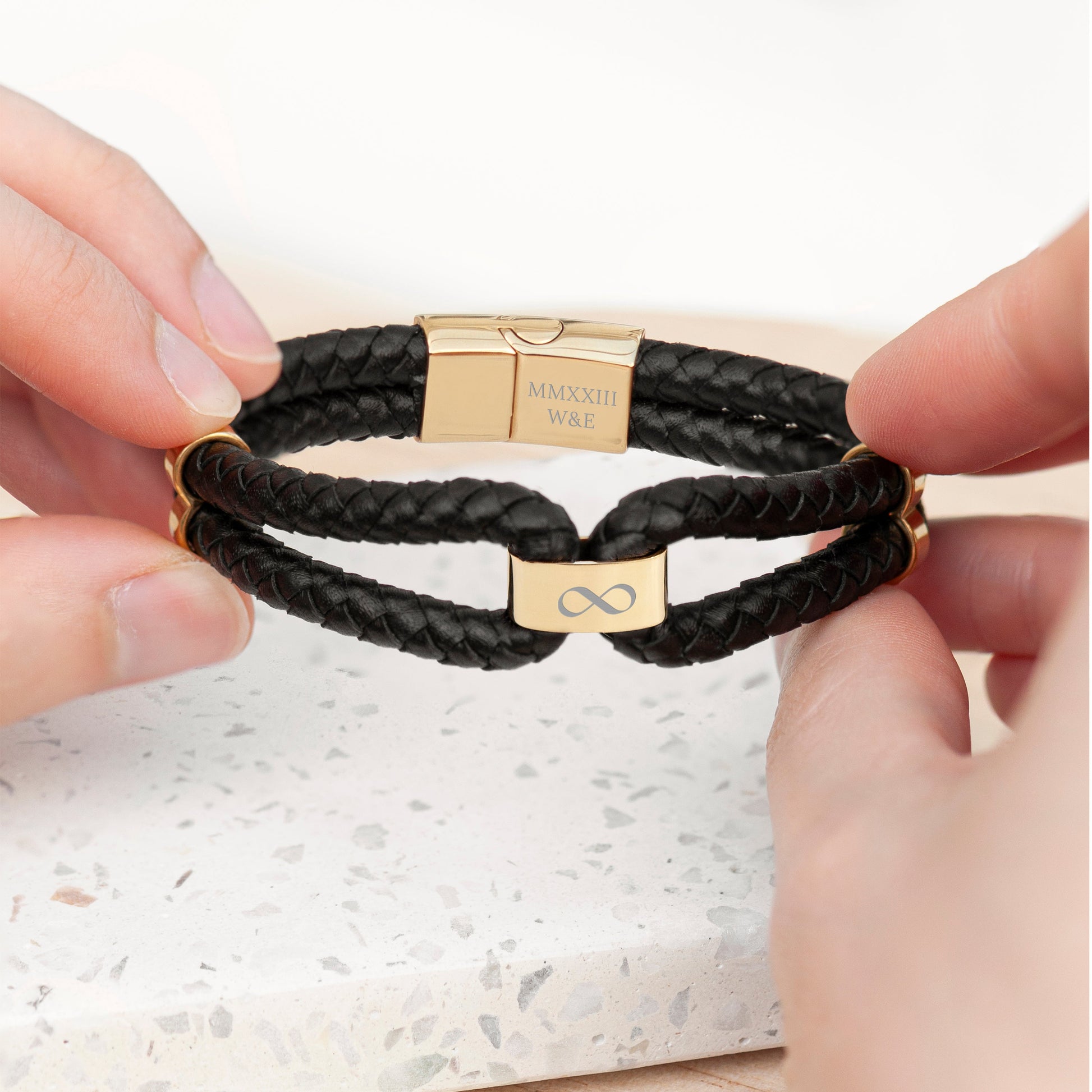 Personalised Men's Dual Leather Bracelet