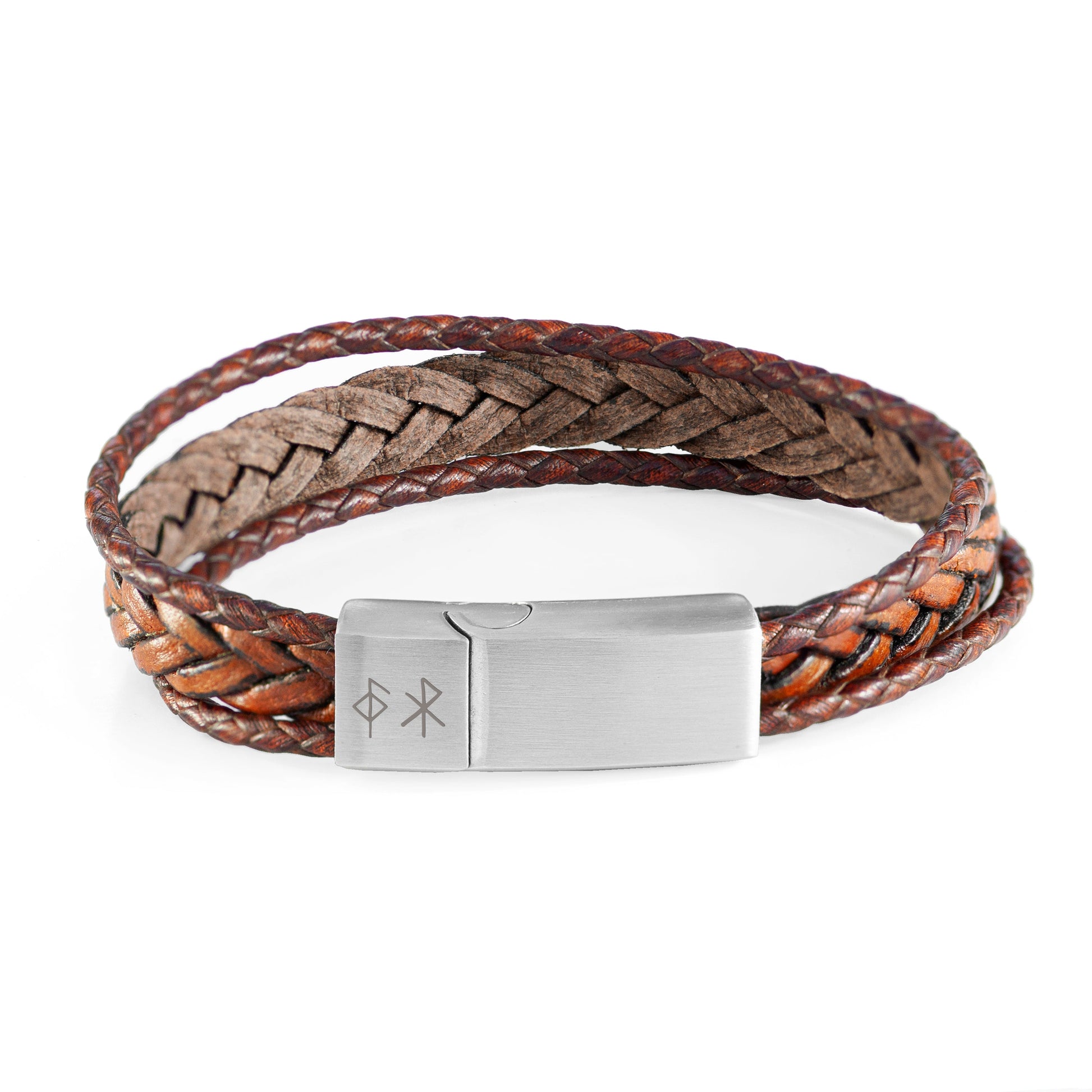 Personalised Men's Brown Rune Woven Bracelet