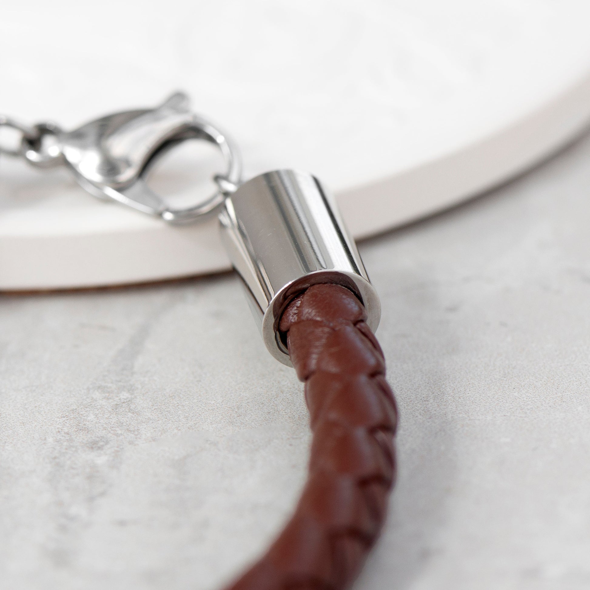 Personalised Men's Brown Horseshoe Bracelet with Sterling Silver Clasp