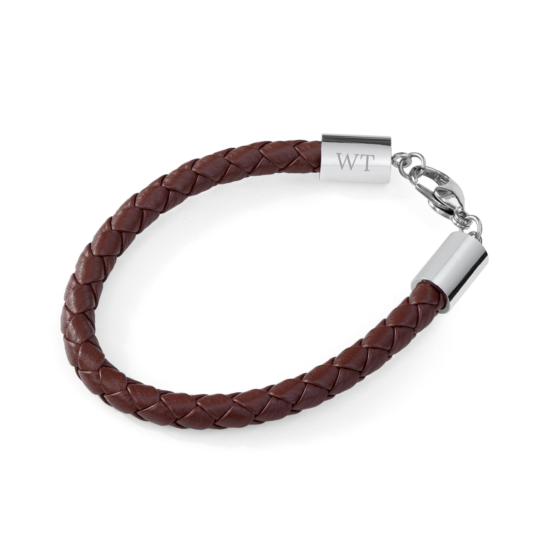 Personalised Men's Brown Horseshoe Bracelet with Sterling Silver Clasp