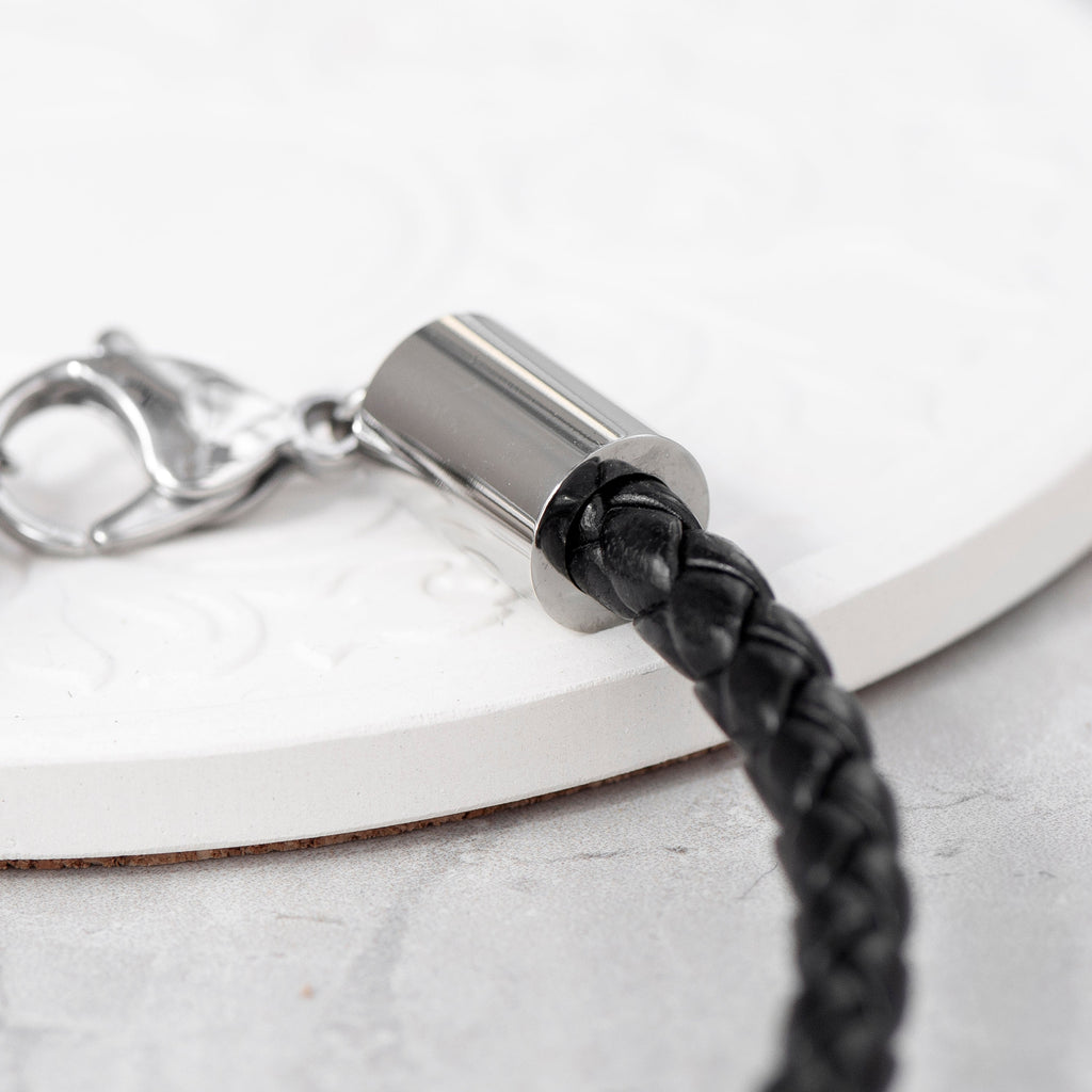 Personalised Men's Black Horseshoe Bracelet with Sterling Silver Clasp