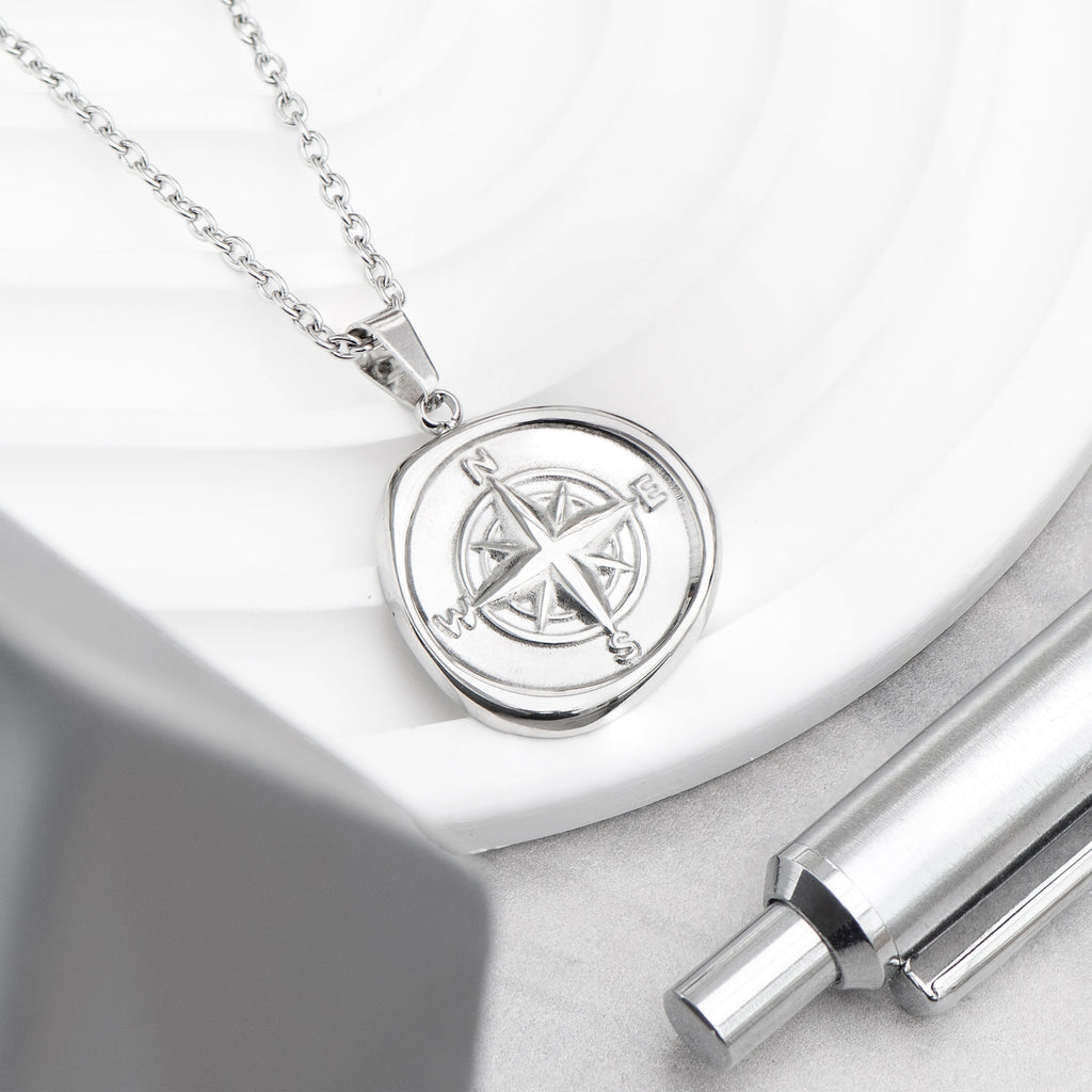 Personalised Men's Compass Amulet Necklace
