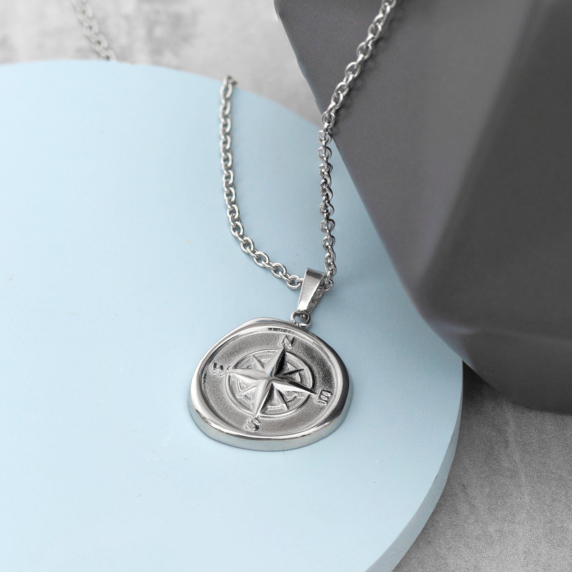 Personalised Men's Compass Amulet Necklace