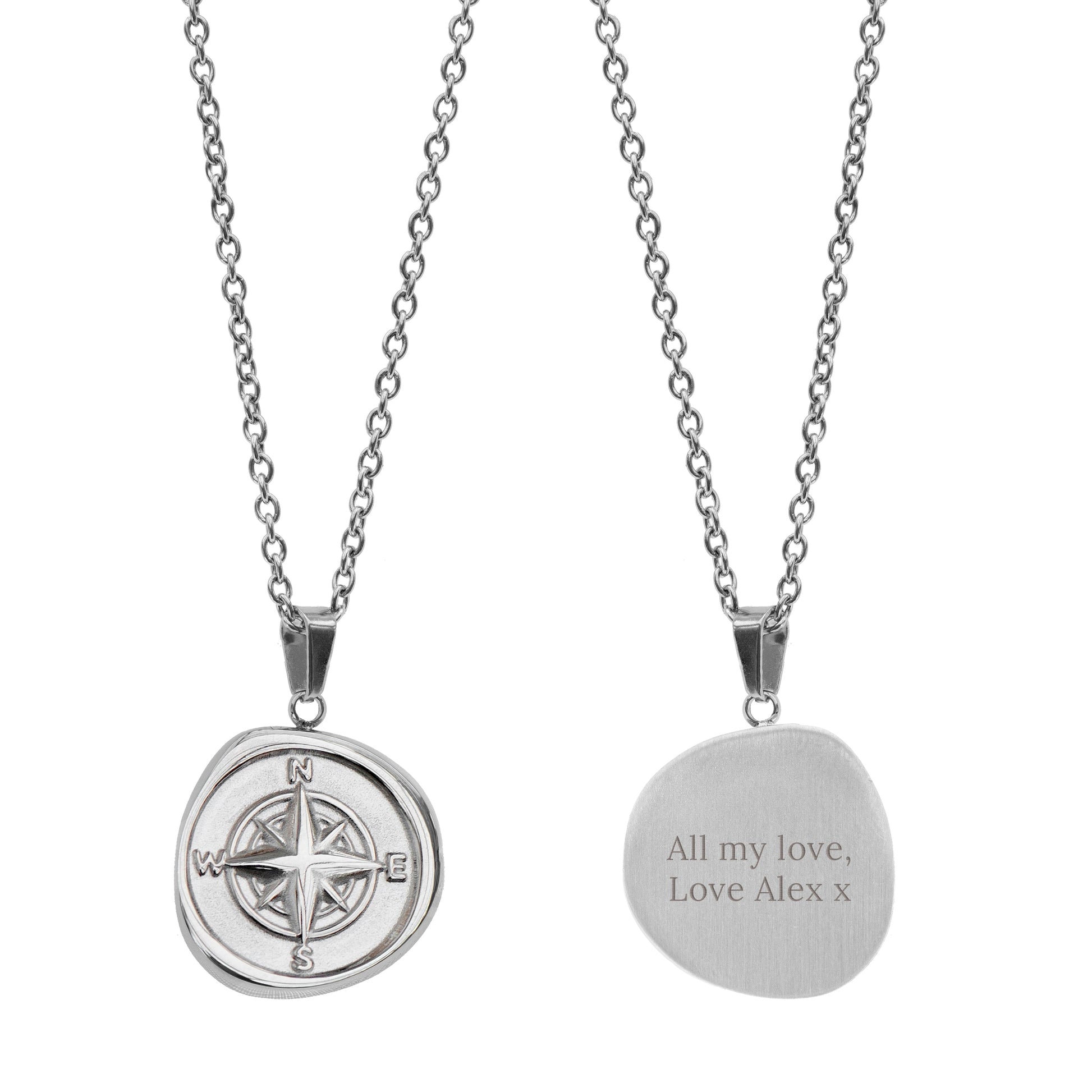 Personalised Men's Compass Amulet Necklace