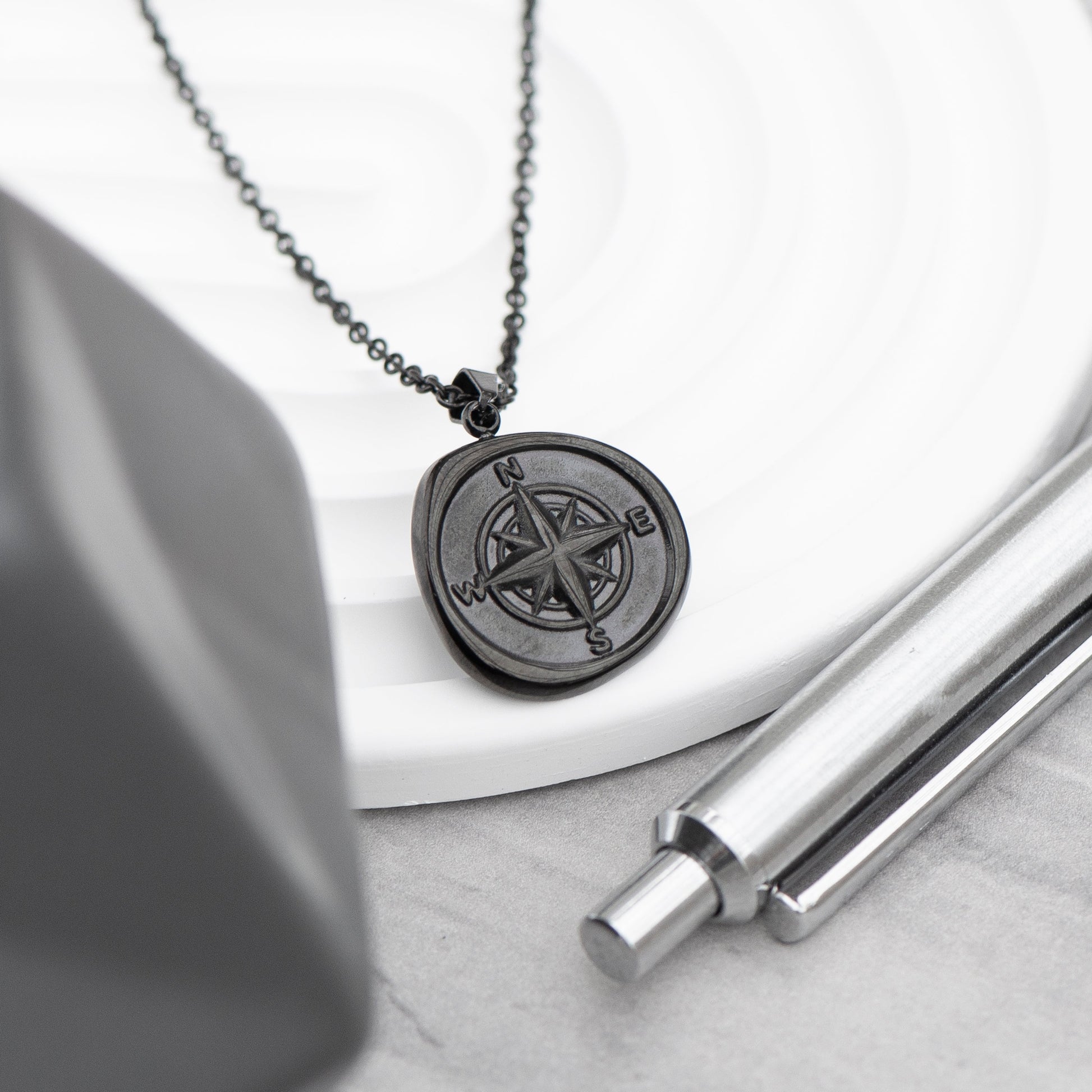 Personalised Men's Compass Amulet Necklace