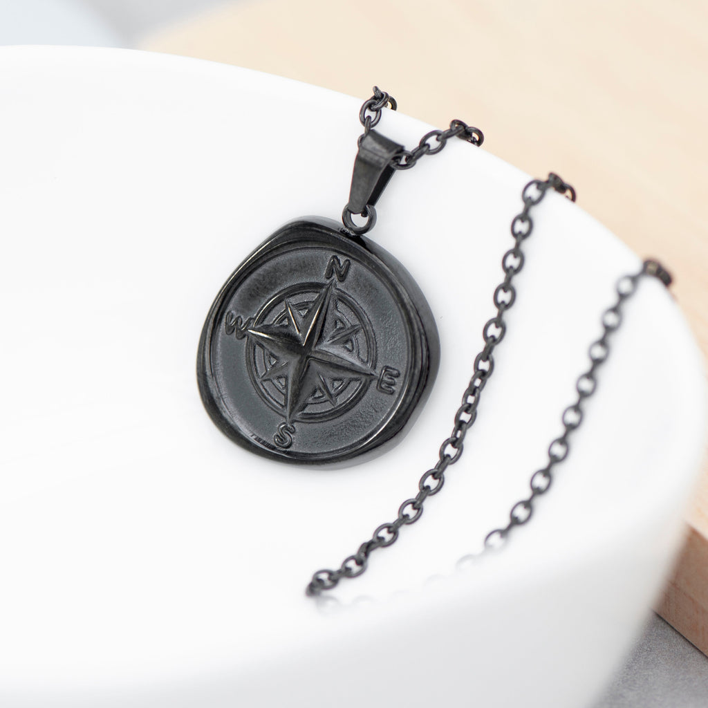 Personalised Men's Compass Amulet Necklace