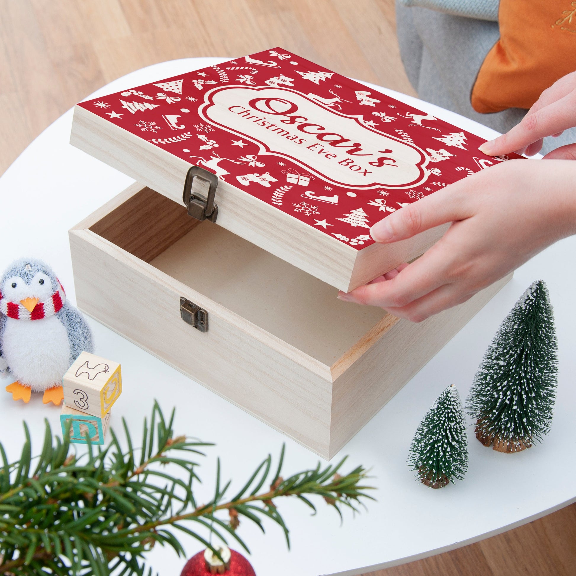 Personalised Festive Pattern Christmas Eve Box