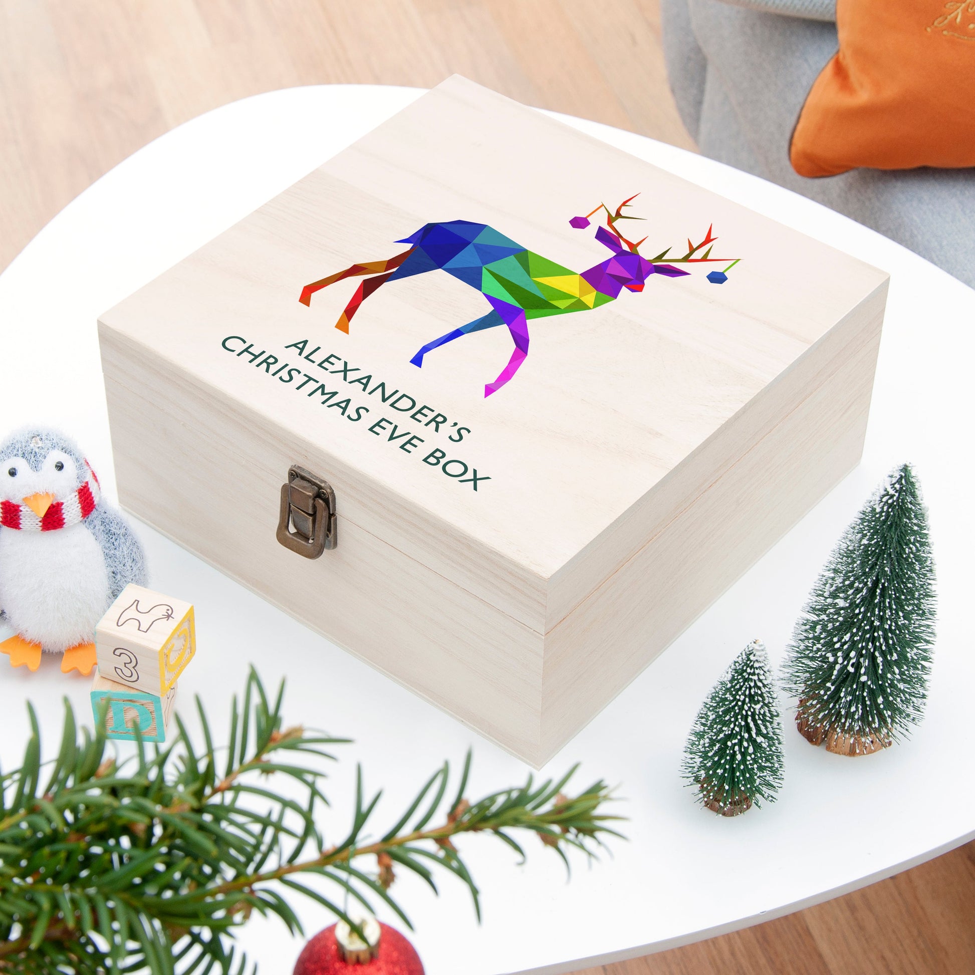 Personalised Geometric Reindeer Christmas Eve Box