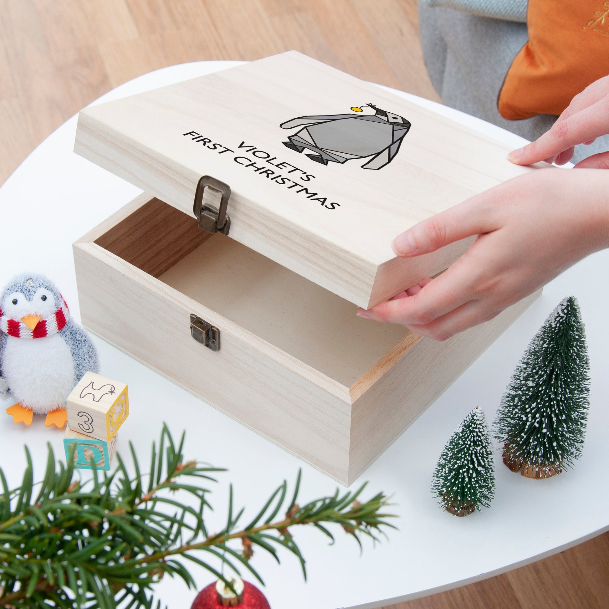 Personalised Baby Penguin First Christmas Eve Box