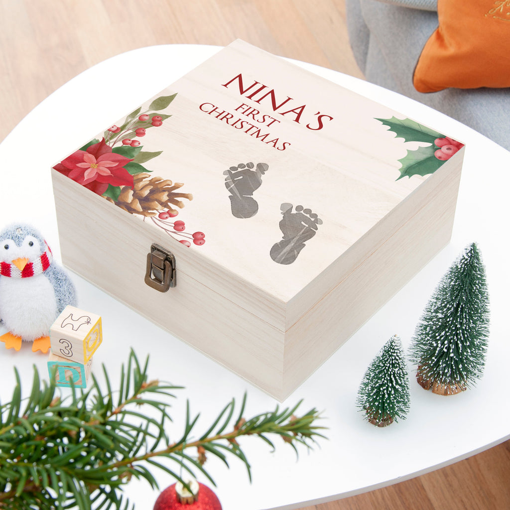 Personalised Baby's First Christmas Memento Box