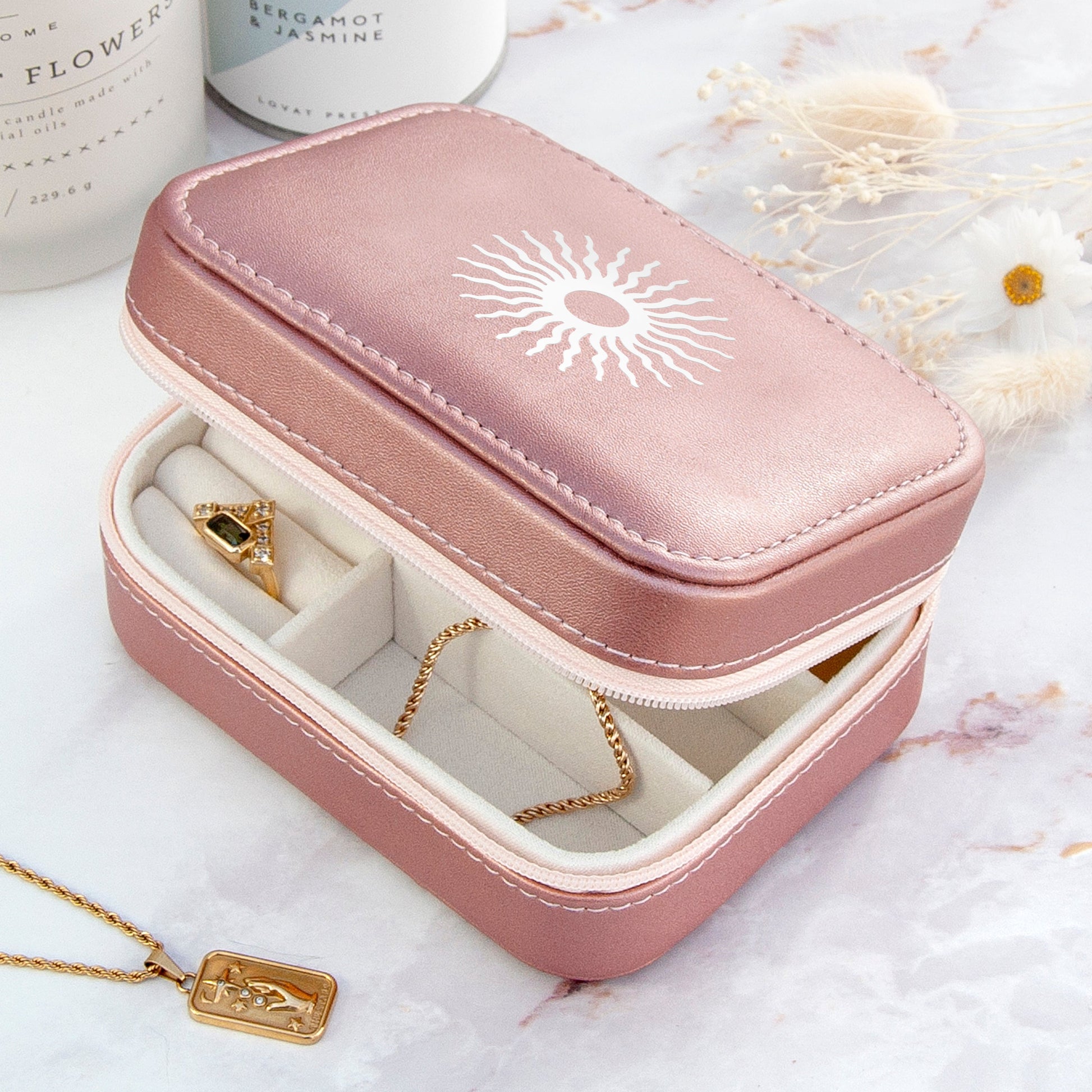Sparkly Pink Sun Jewellery Case