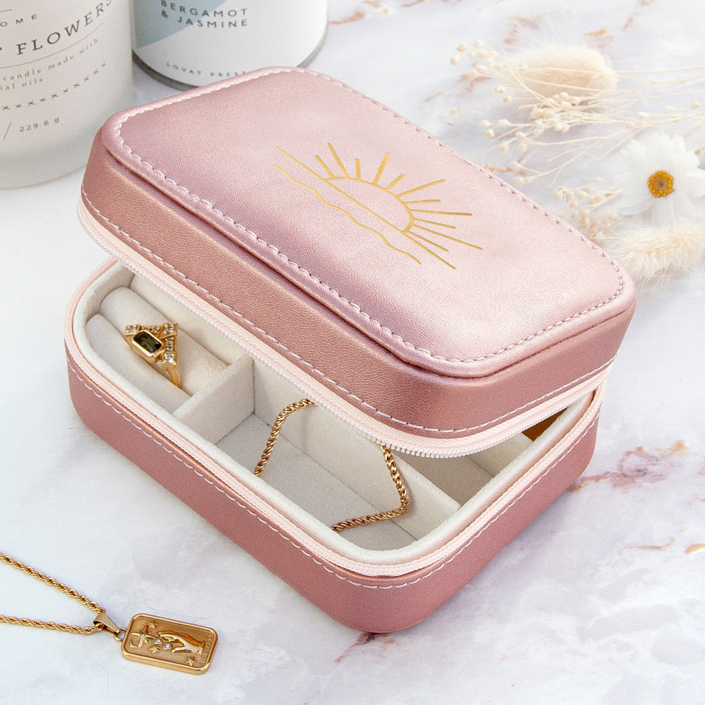 Customisable Pink Metallic Sunset Jewellery Case