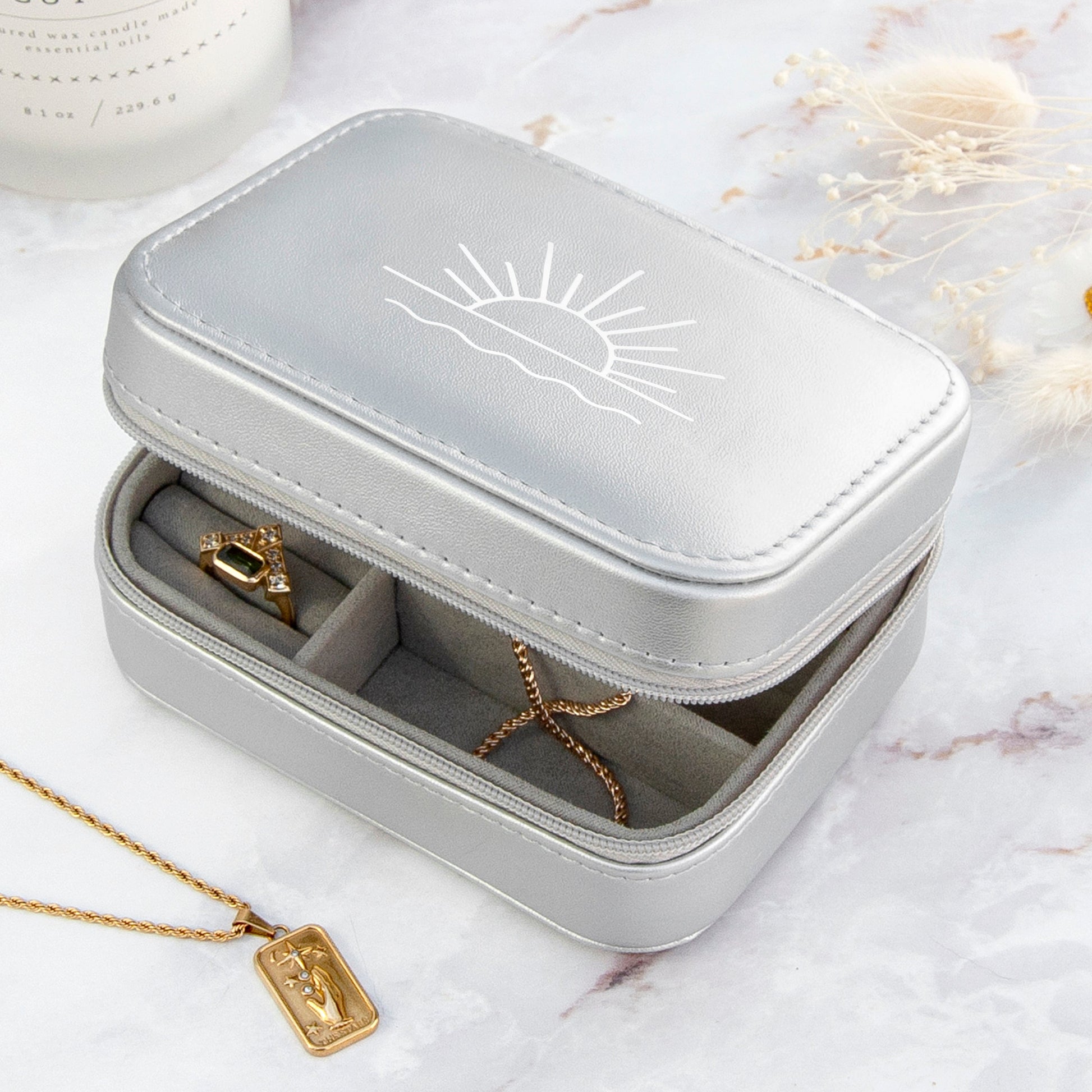 Silver Sunset Sparkly Jewellery Case