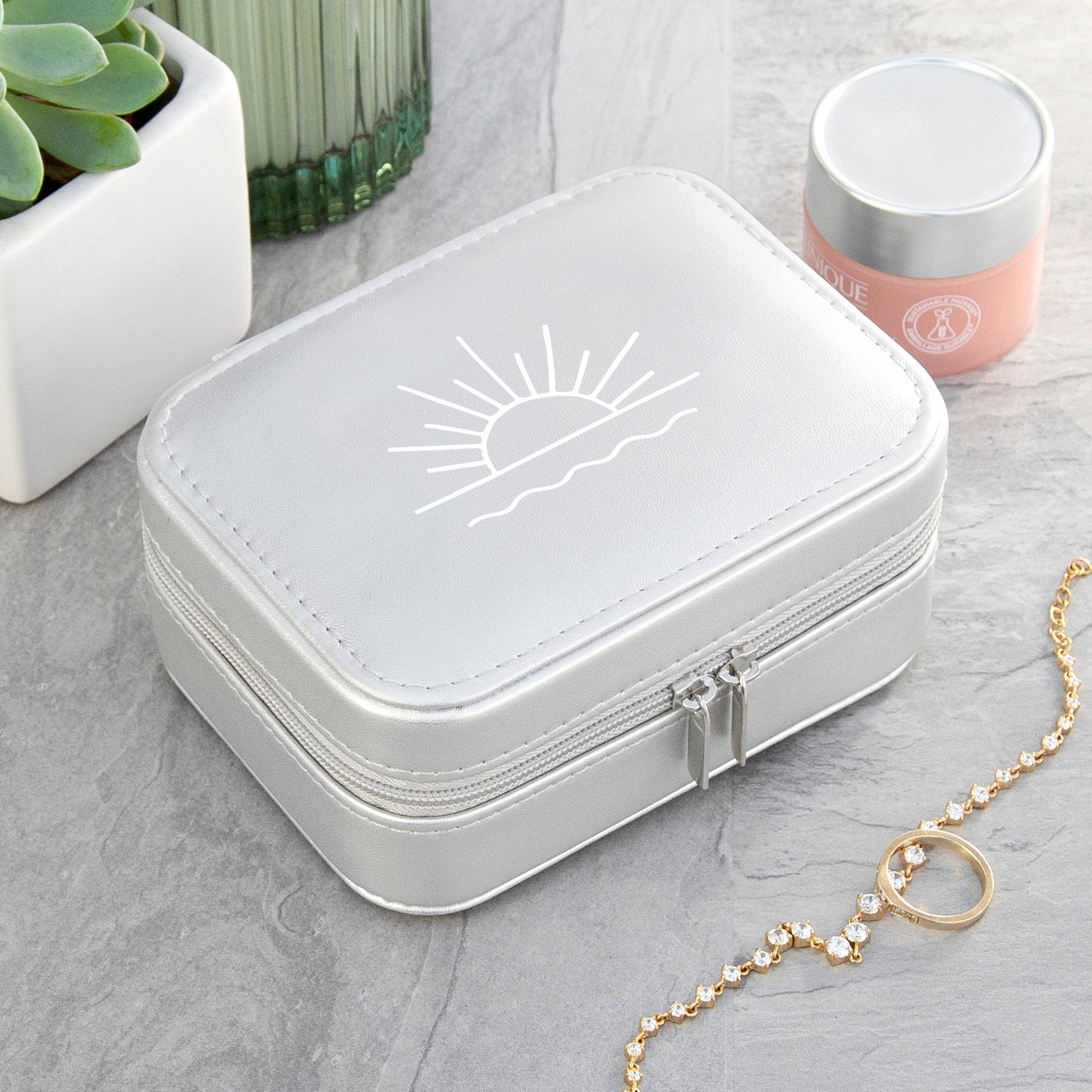 Silver Sunset Sparkly Jewellery Case