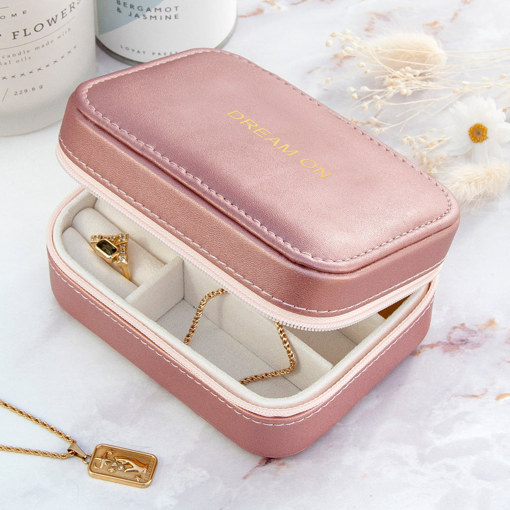 Personalised Bold Message Pink Jewellery Case