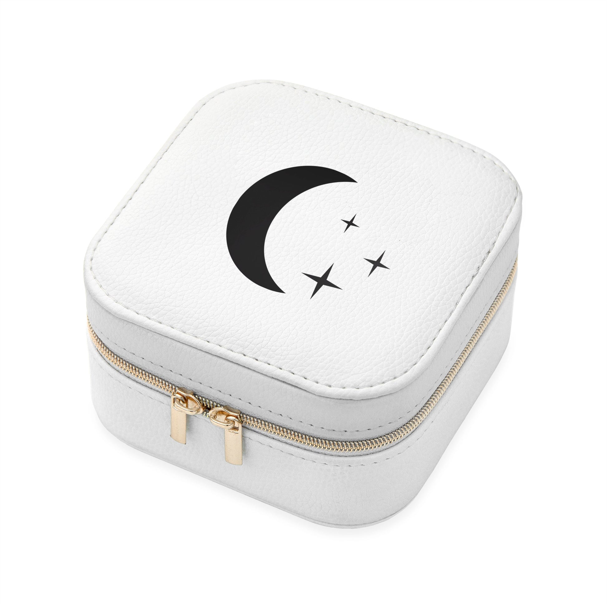 Moon and Stars White Travel Jewellery Case