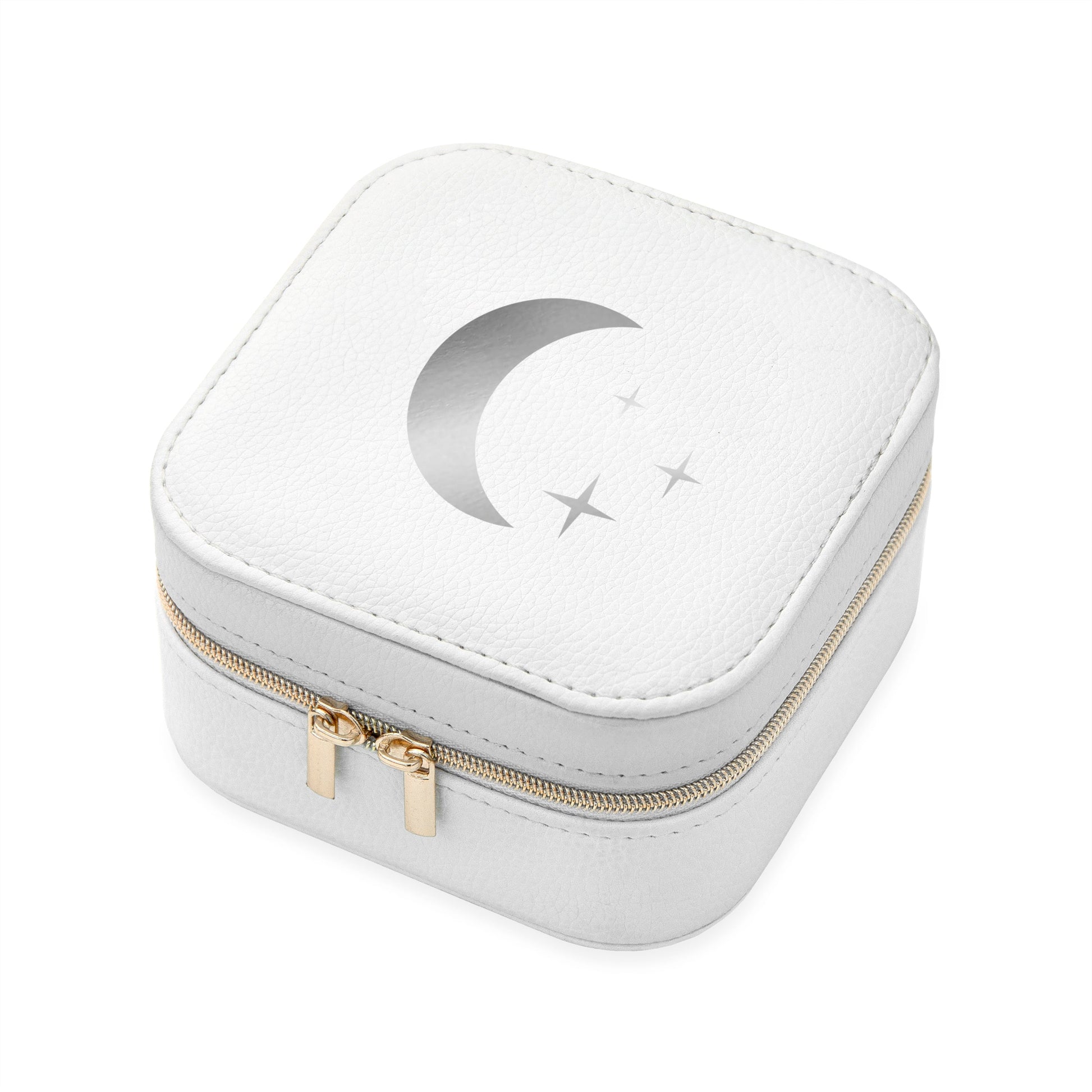 Moon and Stars White Travel Jewellery Case