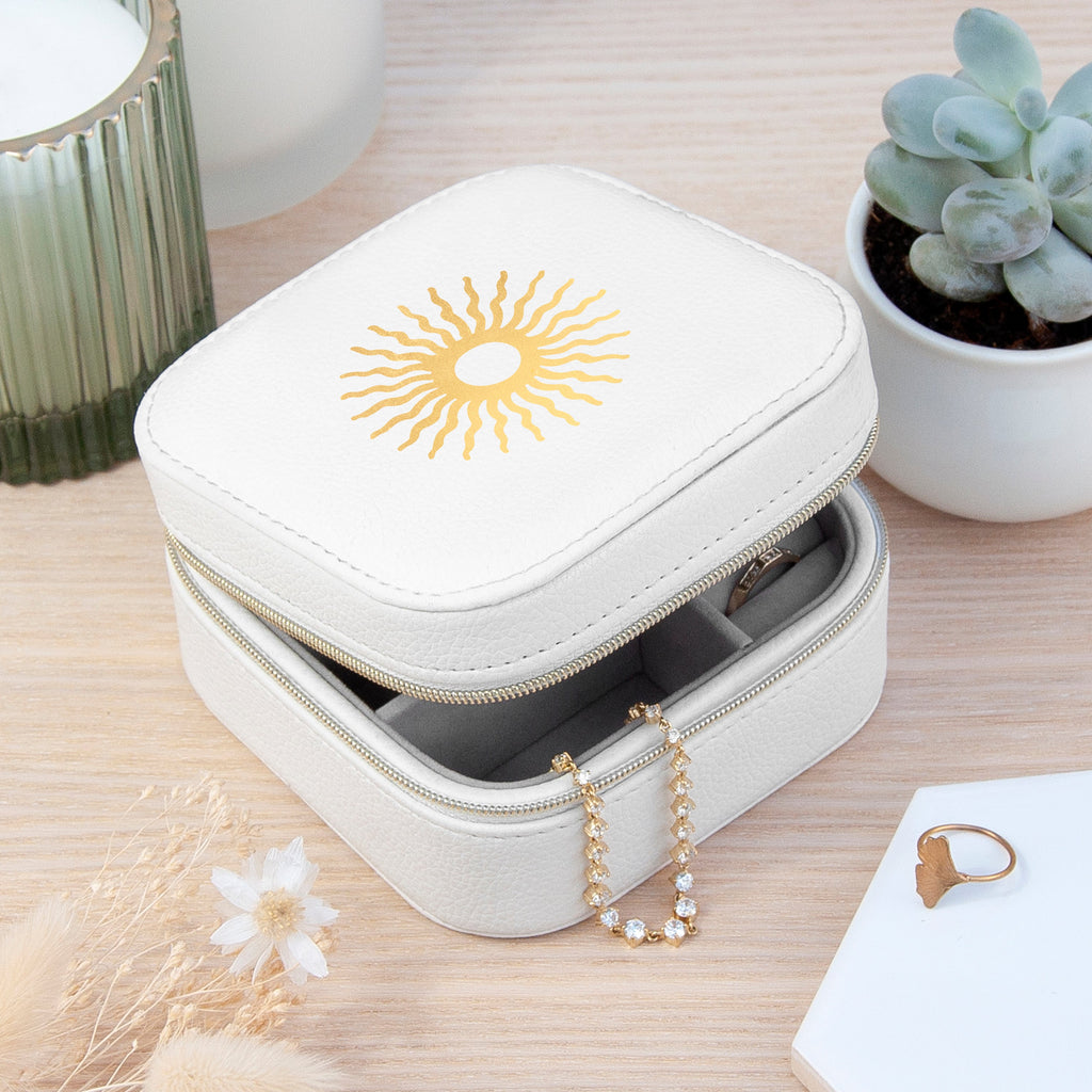 Customisable Sun White Travel Jewellery Case