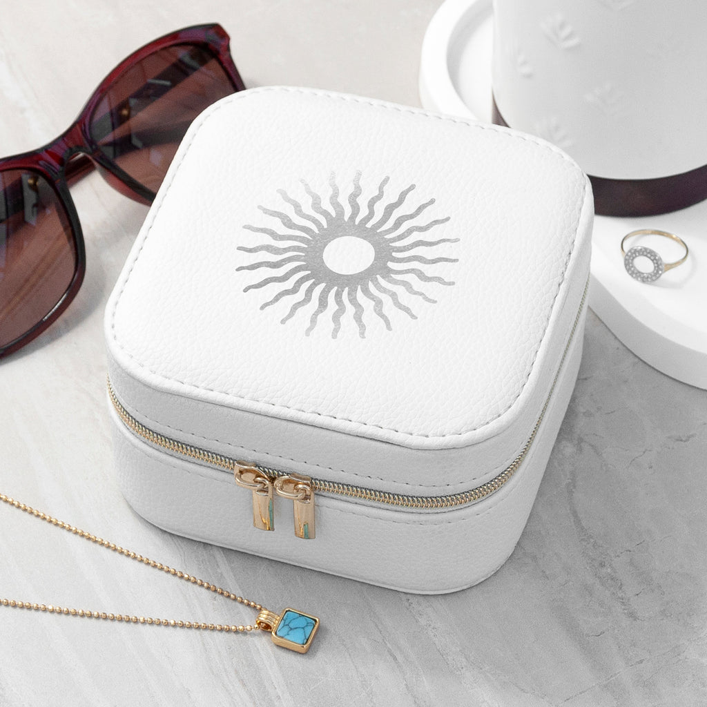 Customisable Sun White Travel Jewellery Case