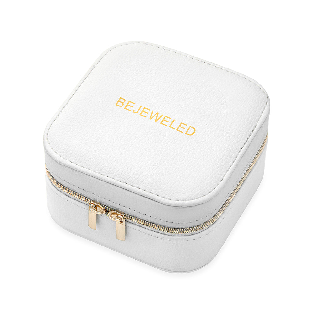 Personalised Bold Message White Travel Jewellery Case