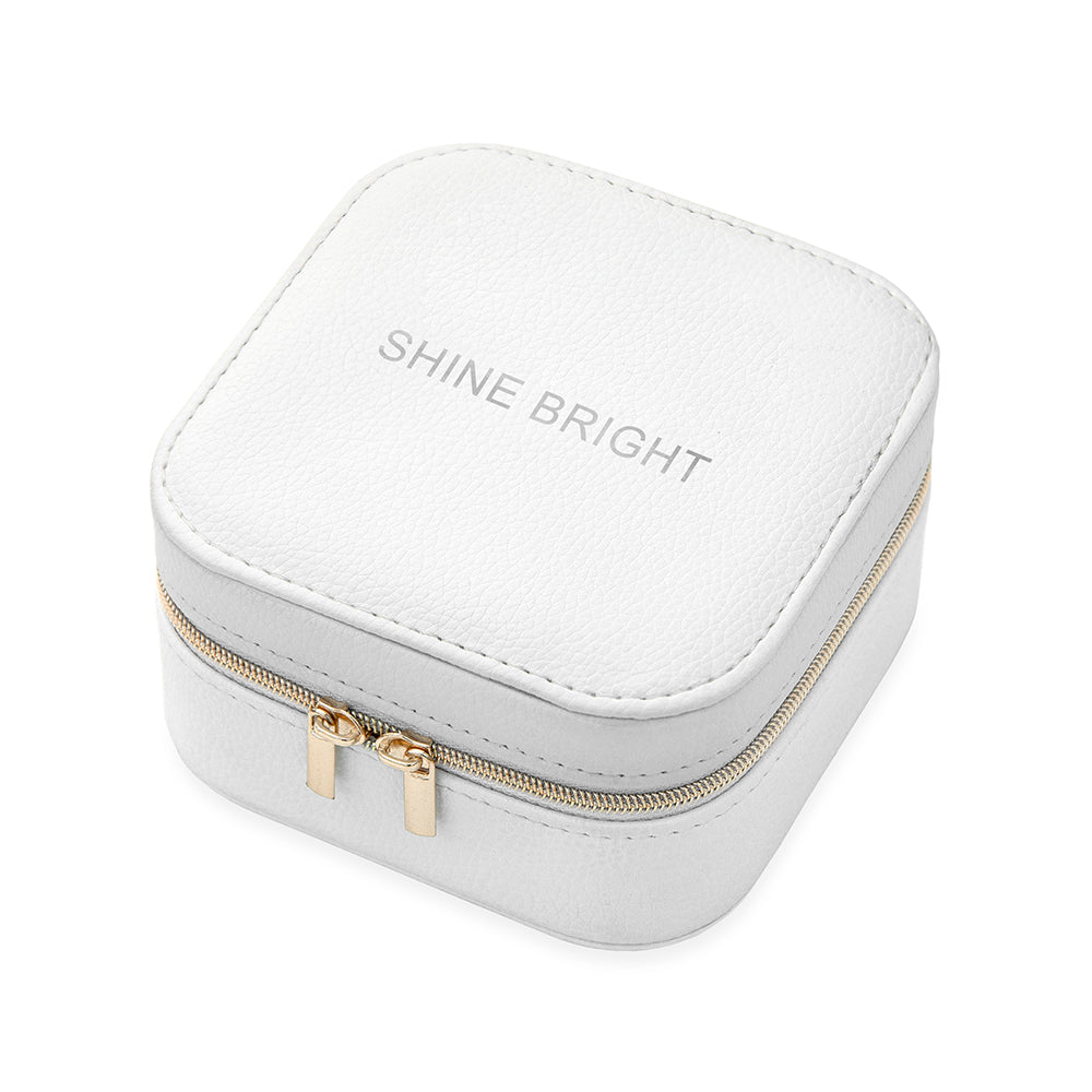 Personalised Bold Message White Travel Jewellery Case