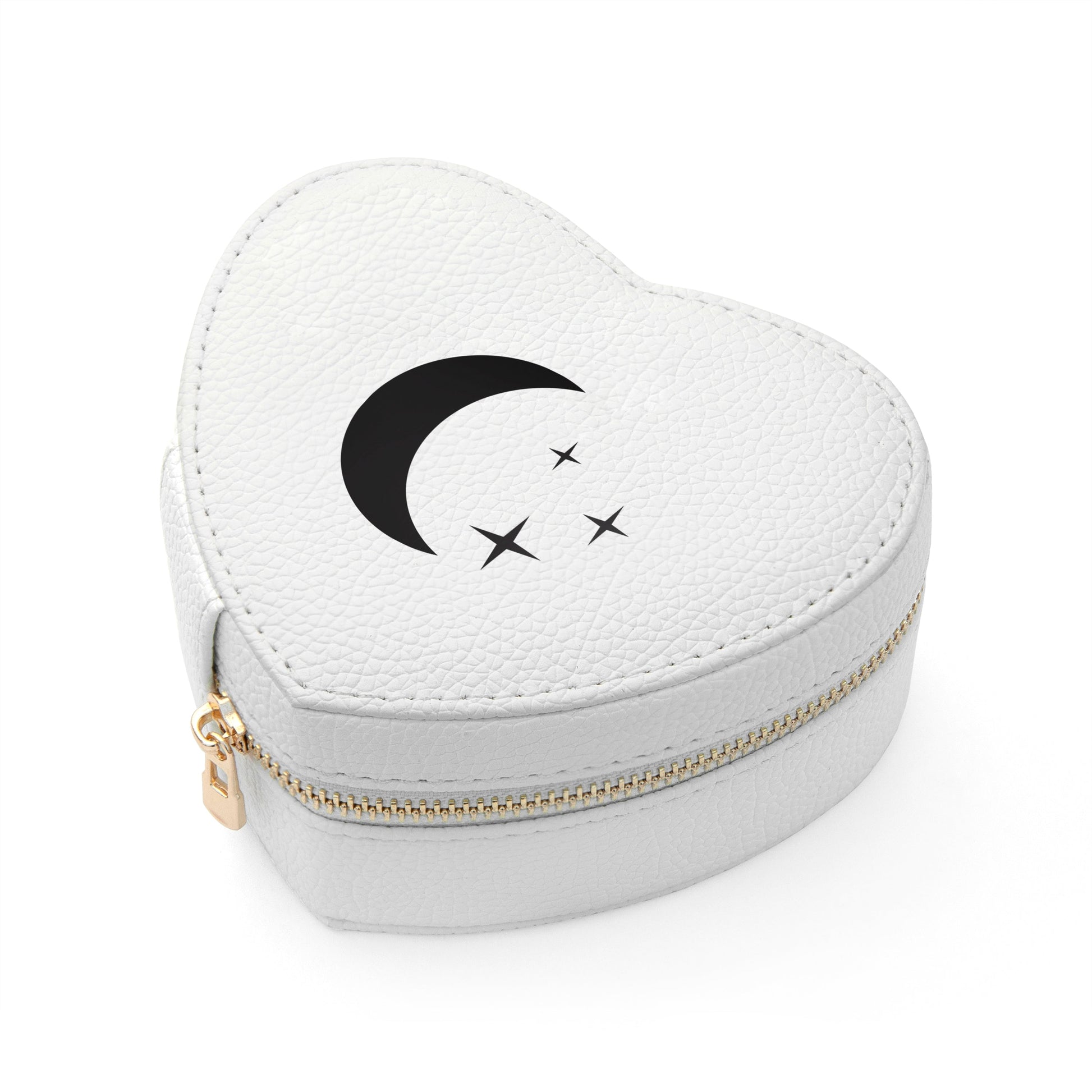 Moon and Stars White Heart Jewellery Case