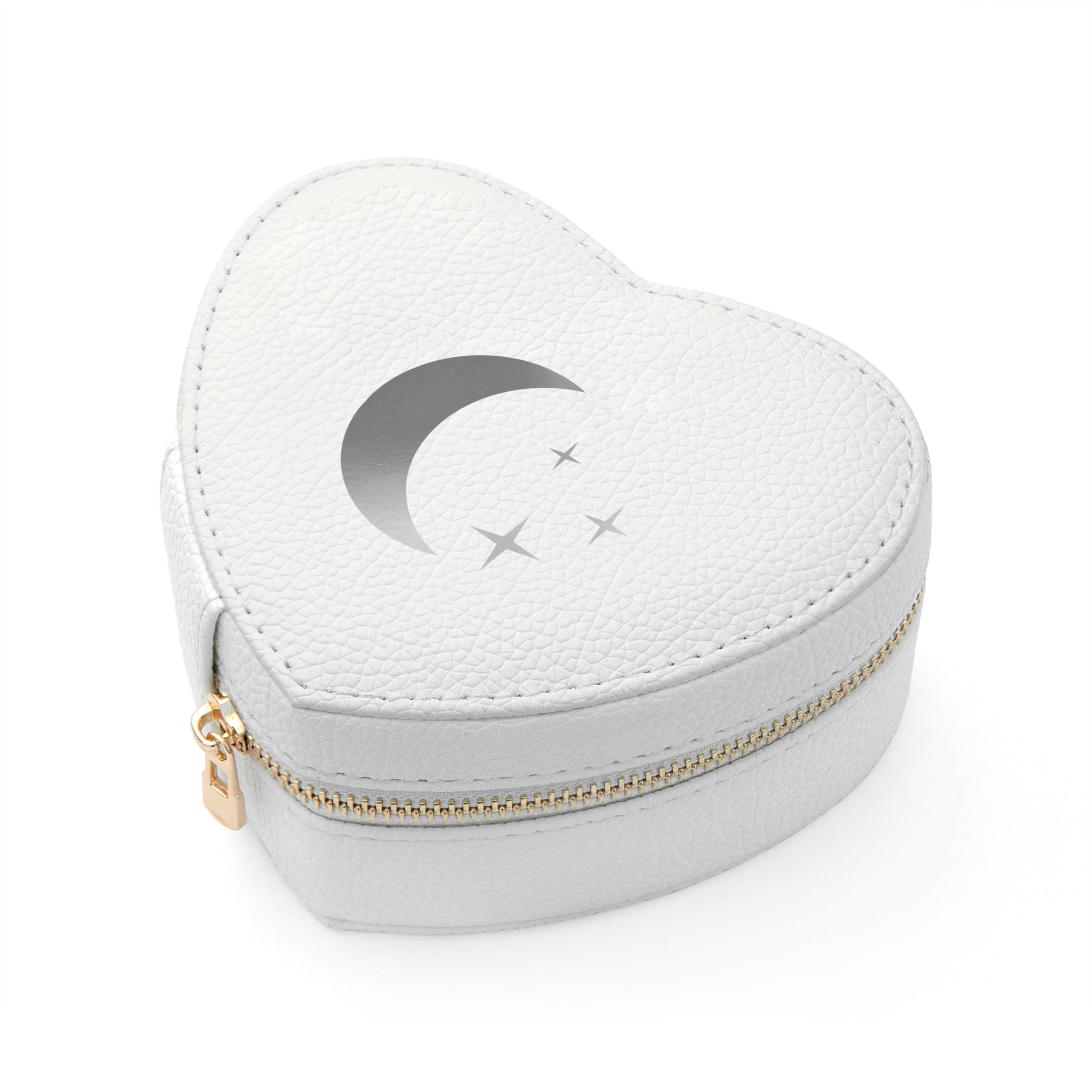 Moon and Stars White Heart Jewellery Case