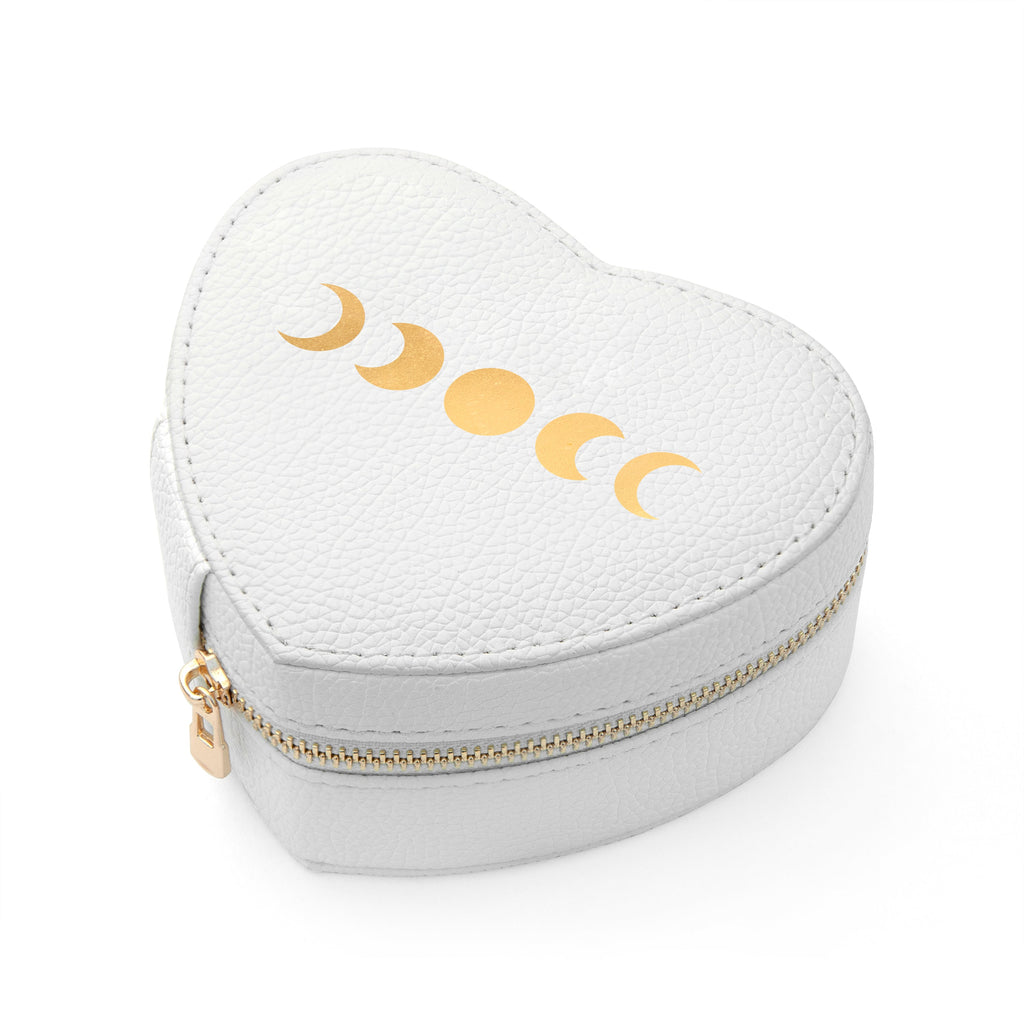 Lunar Phase White Heart Jewellery Case