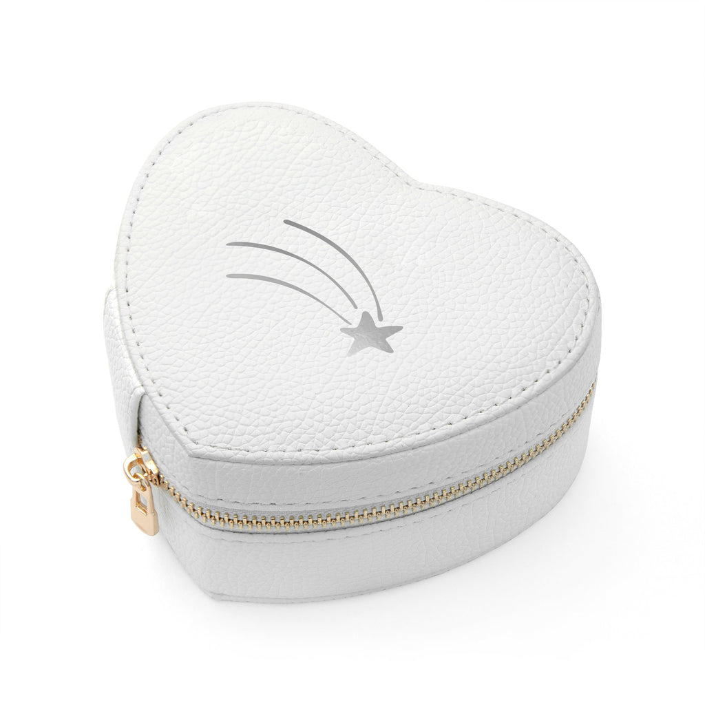 Customisable Shooting Star White Heart Jewellery Case
