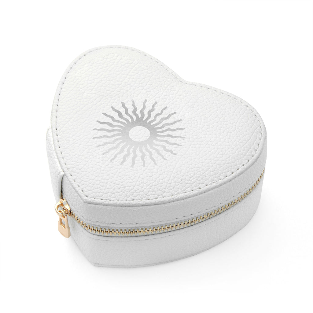 Customisable Sun White Heart Jewellery Case