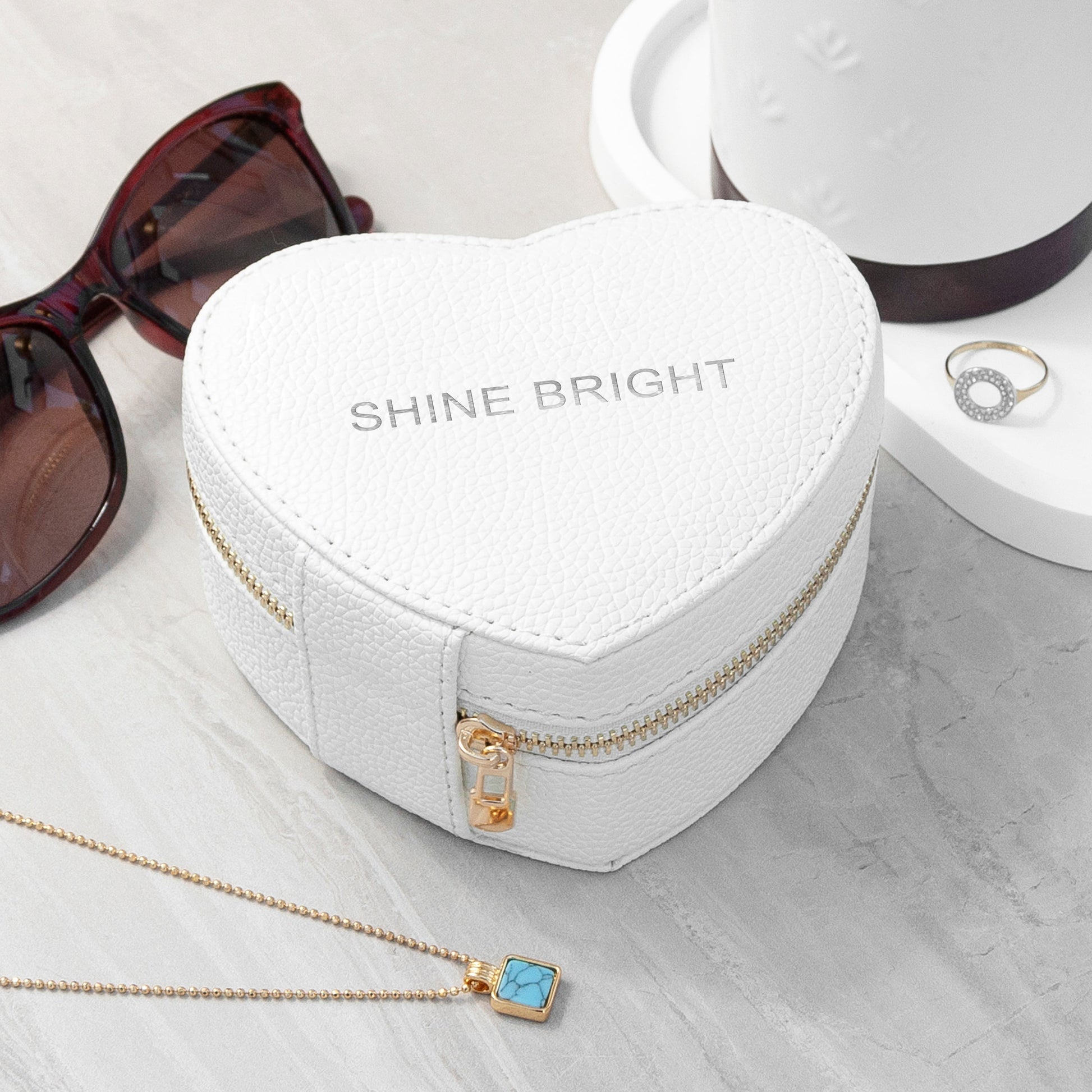 Personalised Bold Message White Heart Jewellery Case