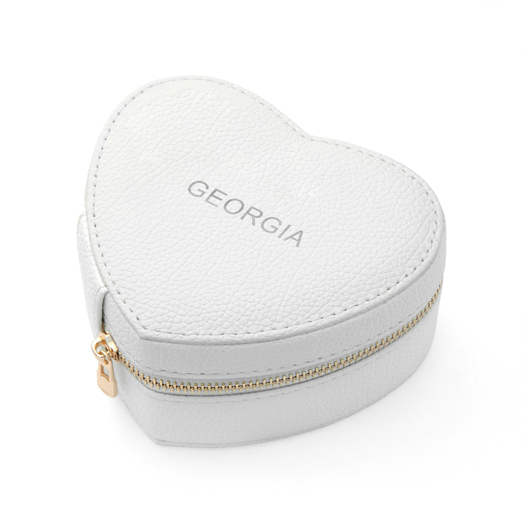 Personalised Bold Message White Heart Jewellery Case